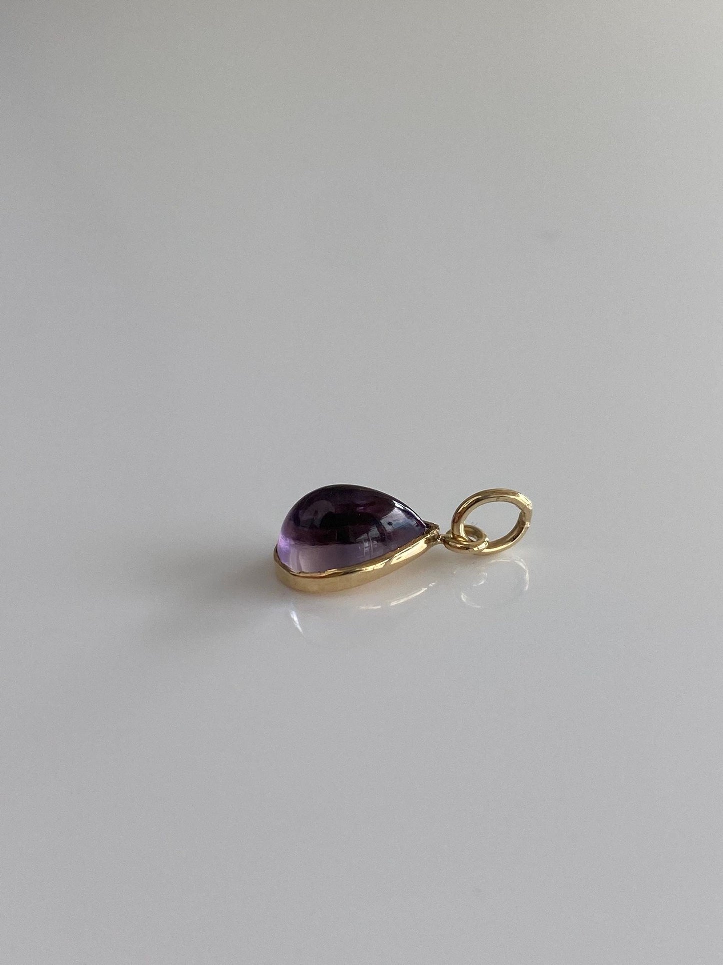 Vintage Solid 14k Yellow Gold Amethyst Teardrop Stick Pin Charm