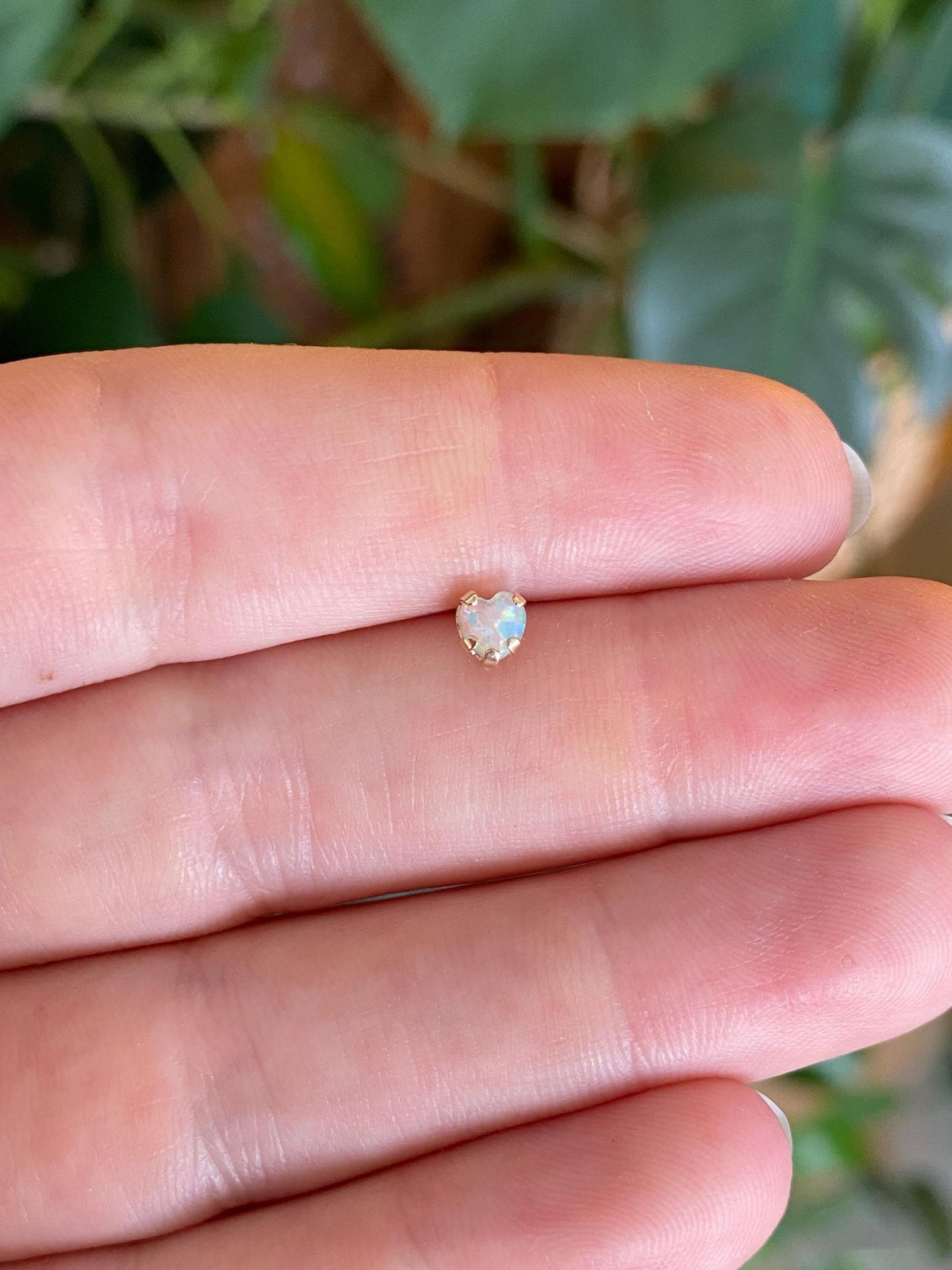 Vintage Solid 10k Yellow Gold Opal Heart SINGLE Stud Earring