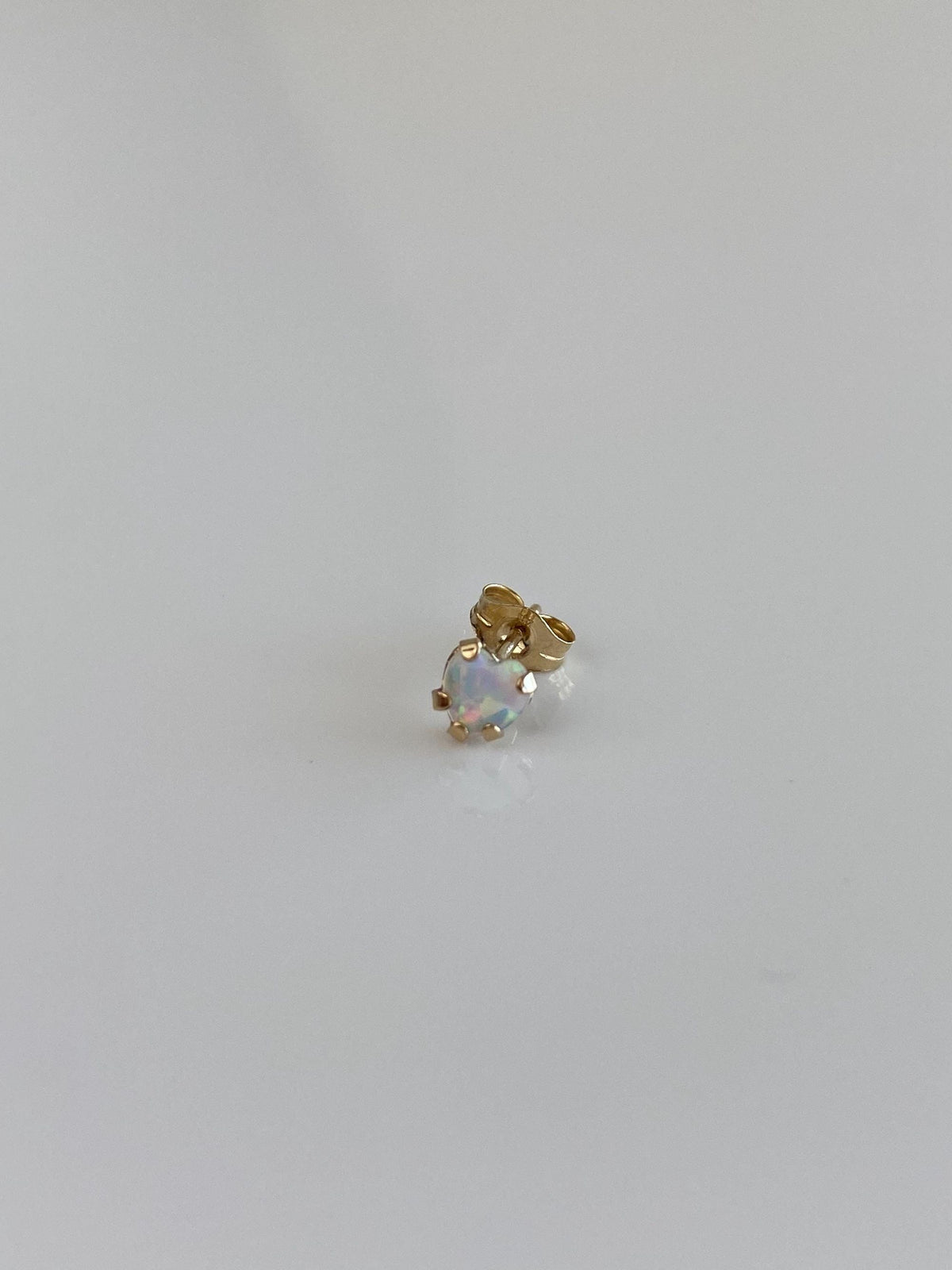 Vintage Solid 10k Yellow Gold Opal Heart SINGLE Stud Earring