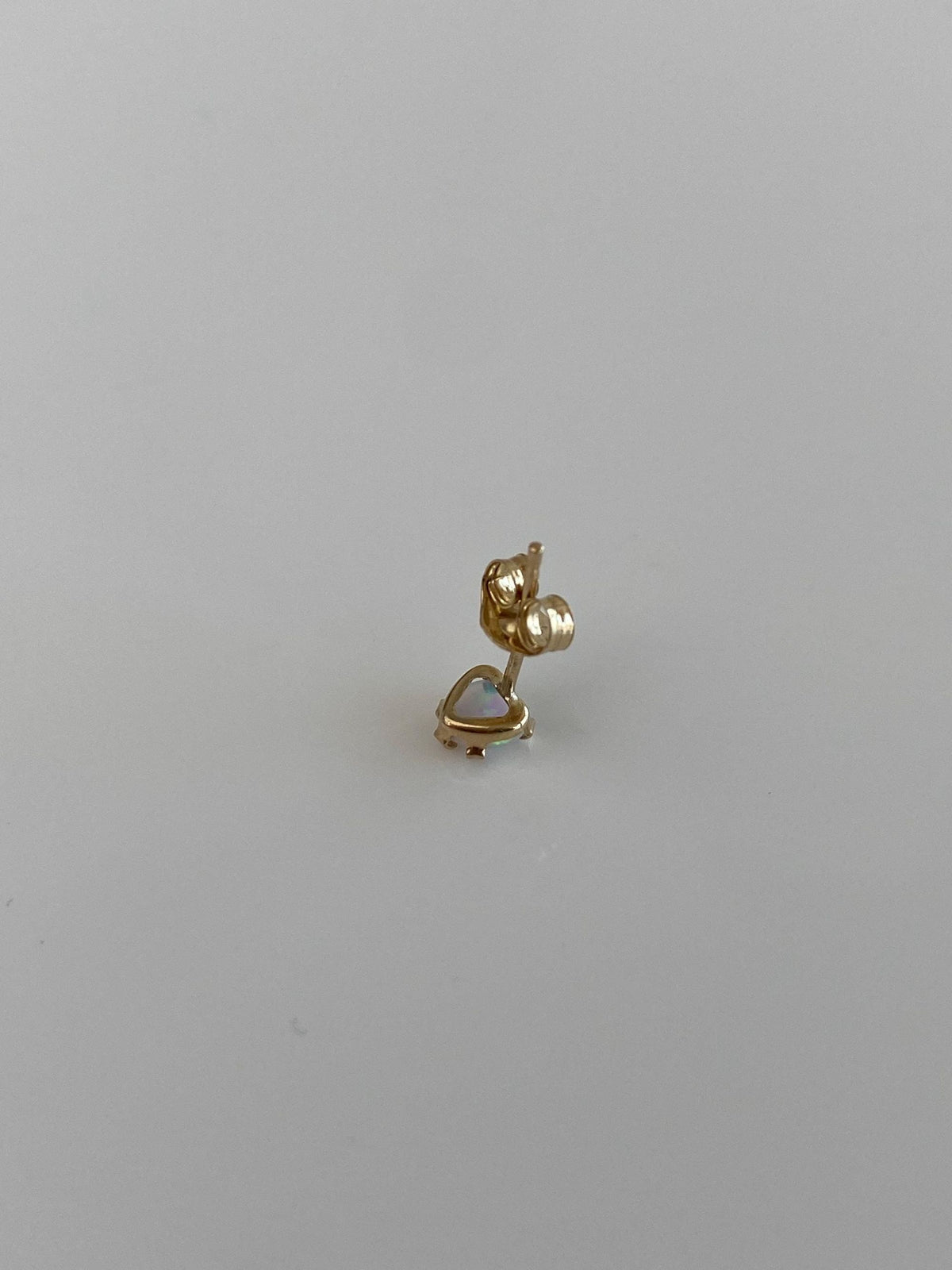 Vintage Solid 10k Yellow Gold Opal Heart SINGLE Stud Earring