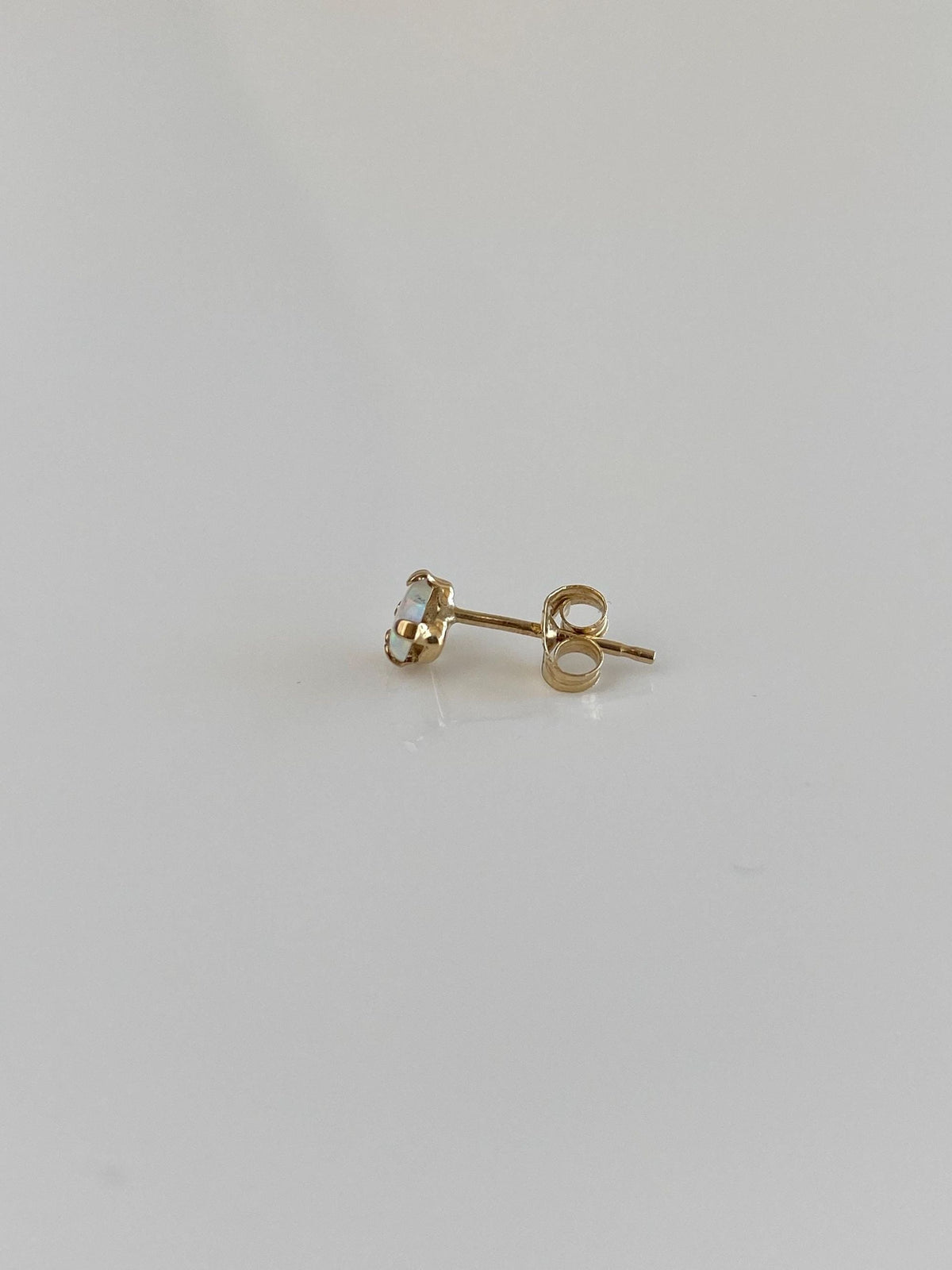 Vintage Solid 10k Yellow Gold Opal Heart SINGLE Stud Earring
