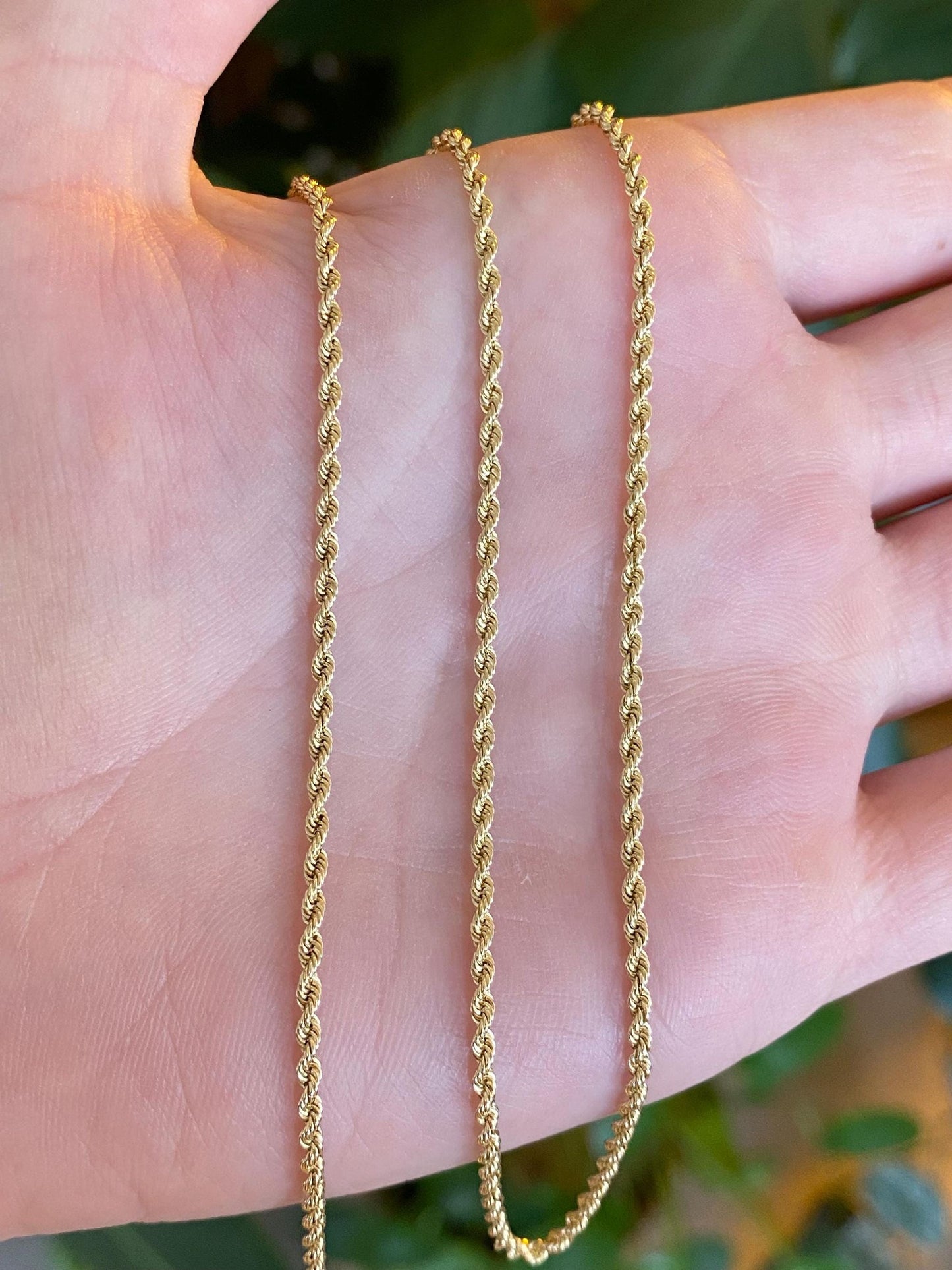 Vintage Solid 14k Yellow Gold Slim Rope Chain Necklace - 20 inches