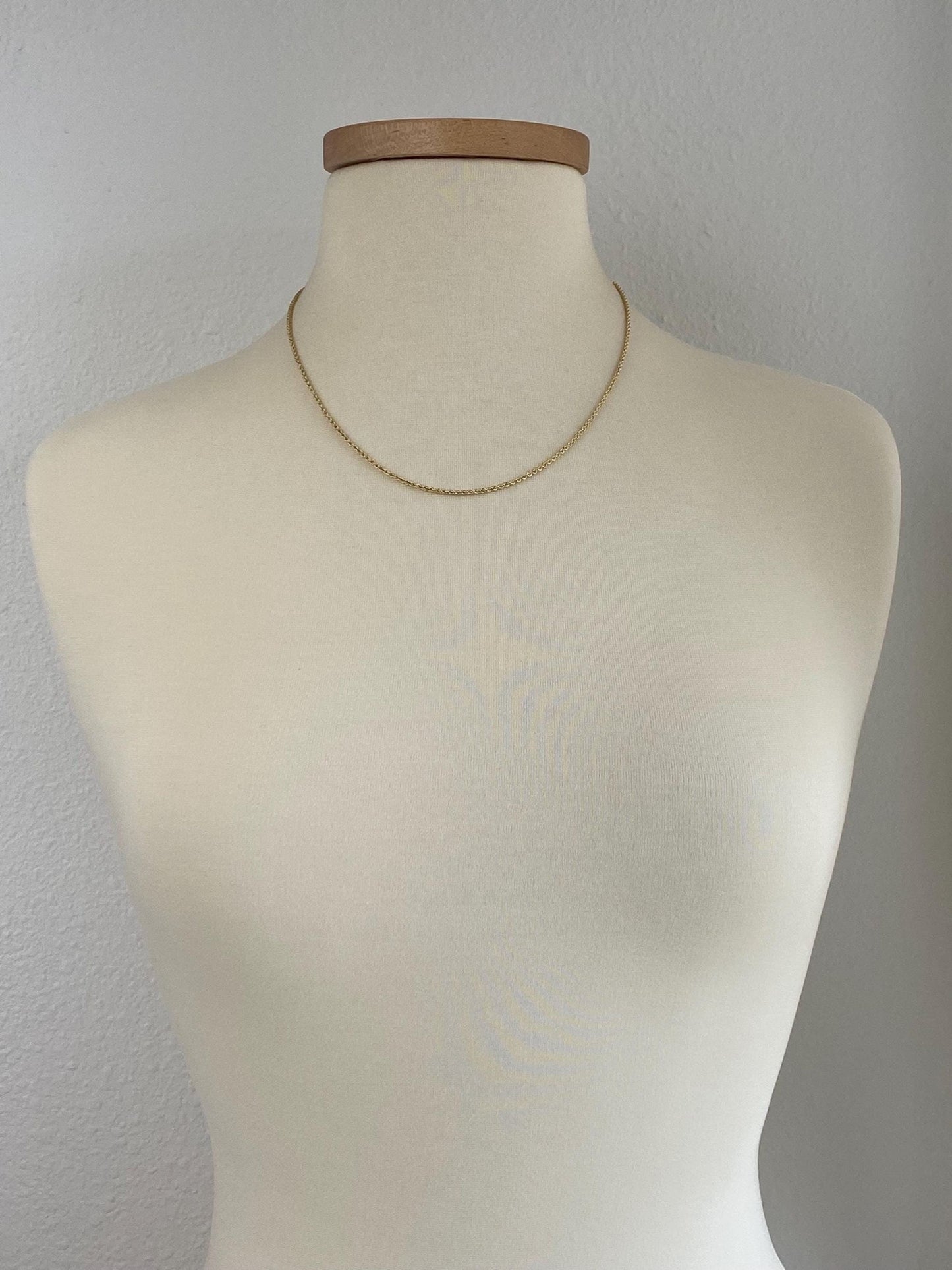 Vintage Solid 14k Yellow Gold Slim Rope Chain Necklace - 20 inches