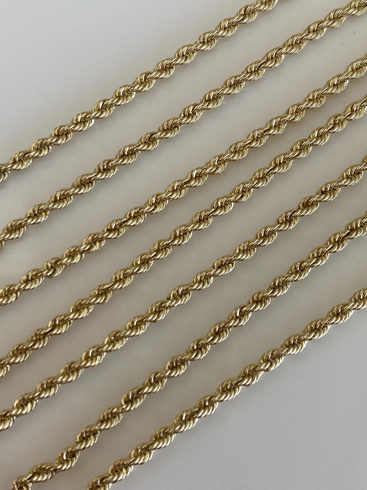 Vintage Solid 14k Yellow Gold Slim Rope Chain Necklace - 20 inches