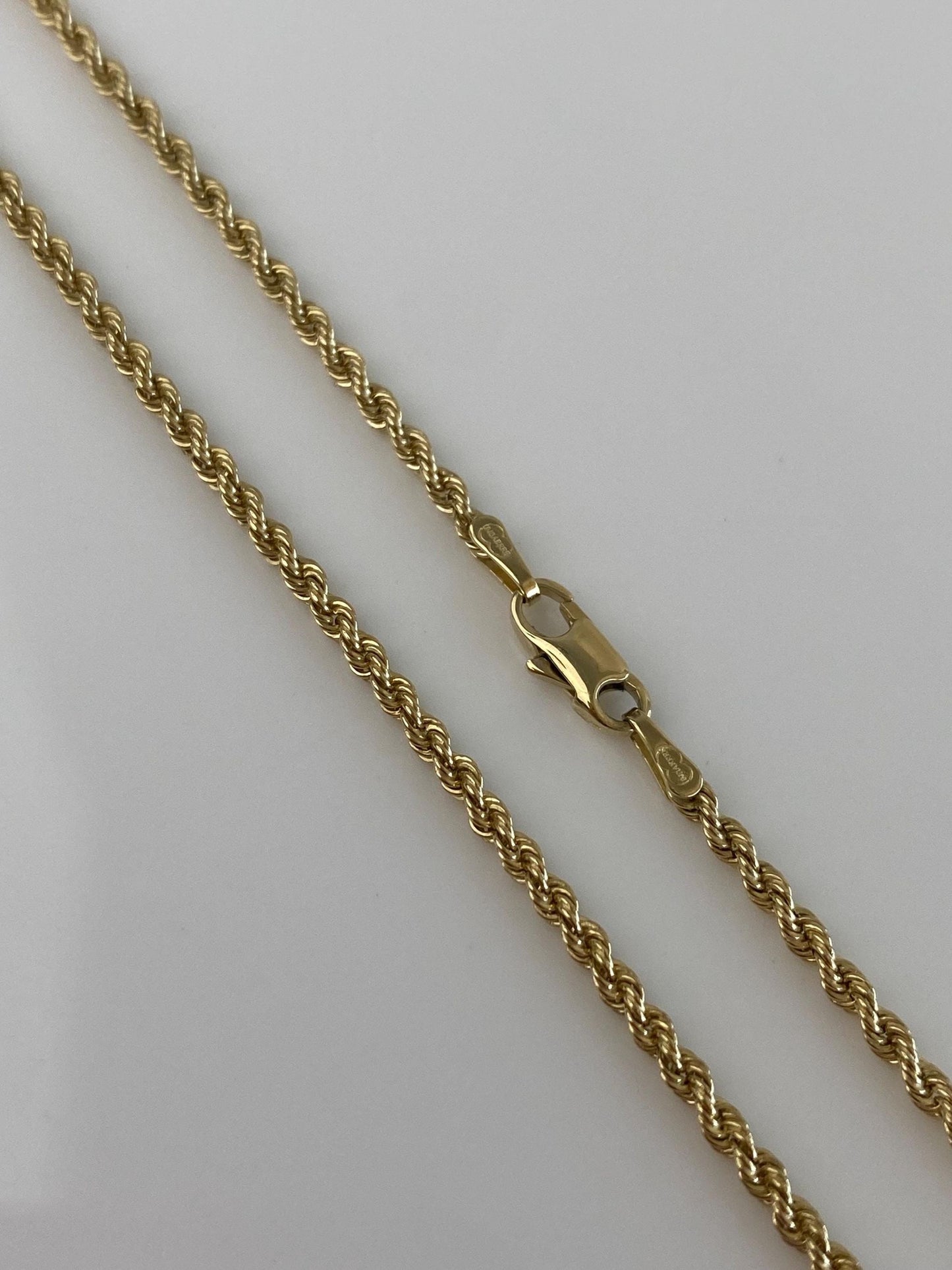 Vintage Solid 14k Yellow Gold Slim Rope Chain Necklace - 20 inches