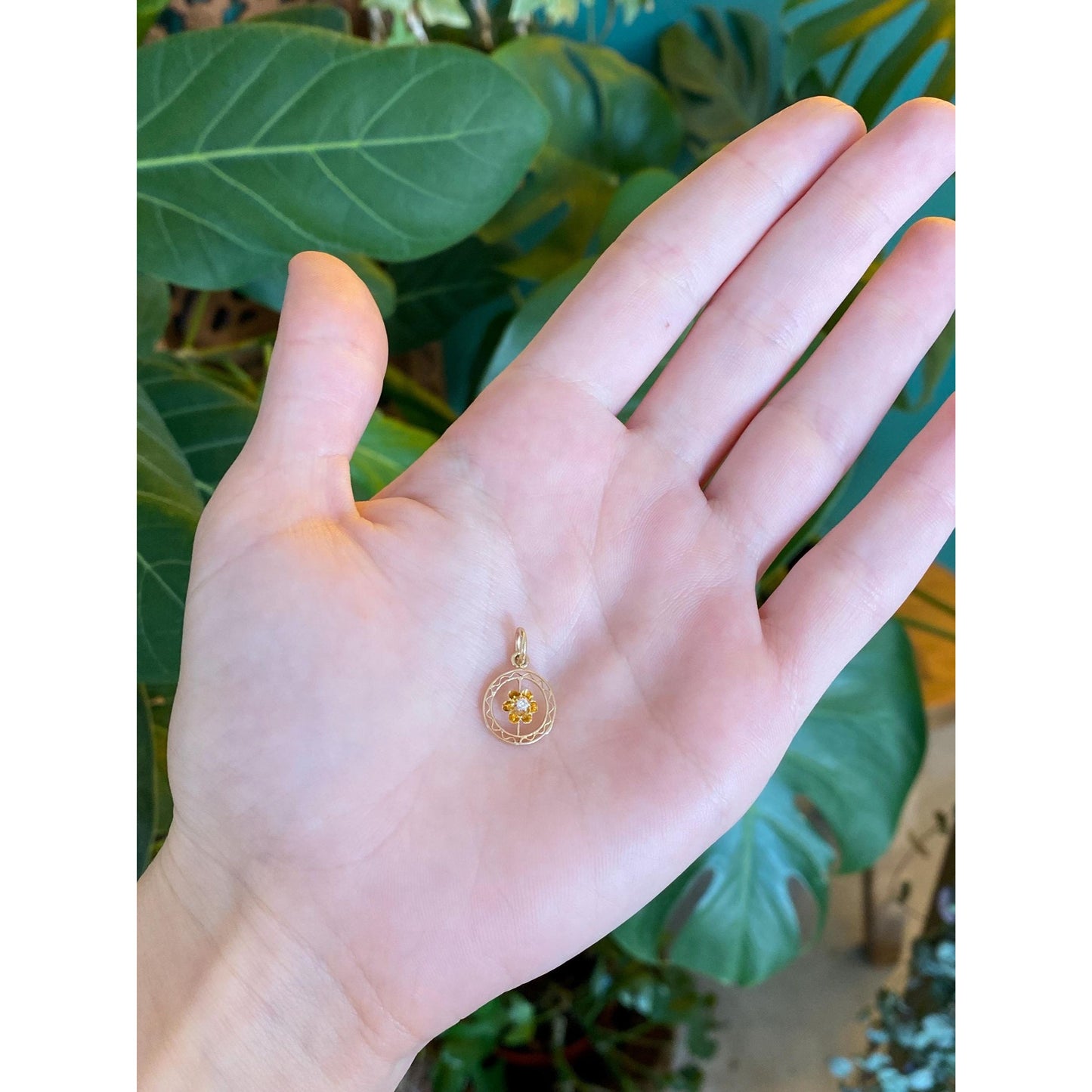 Vintage Solid 14k Yellow Gold Diamond Stick Pin Conversion Charm