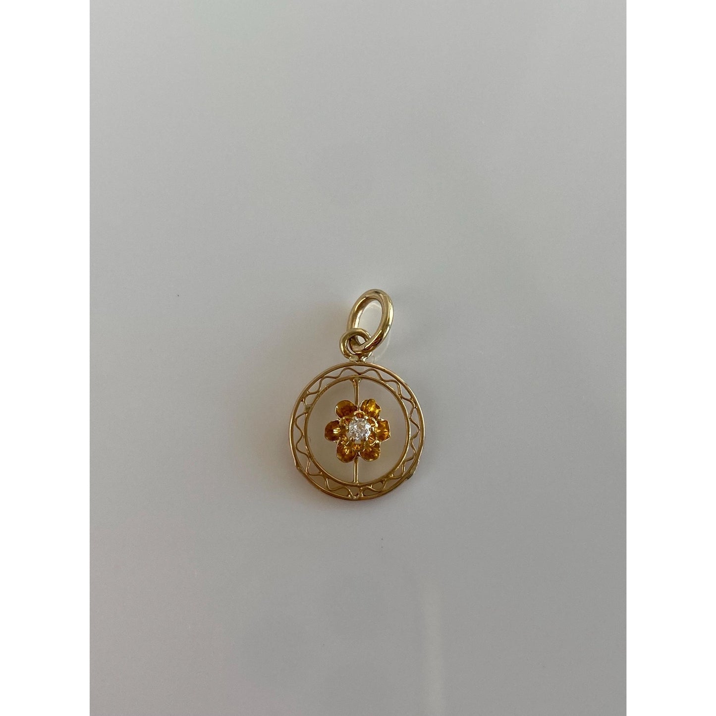 Vintage Solid 14k Yellow Gold Diamond Stick Pin Conversion Charm