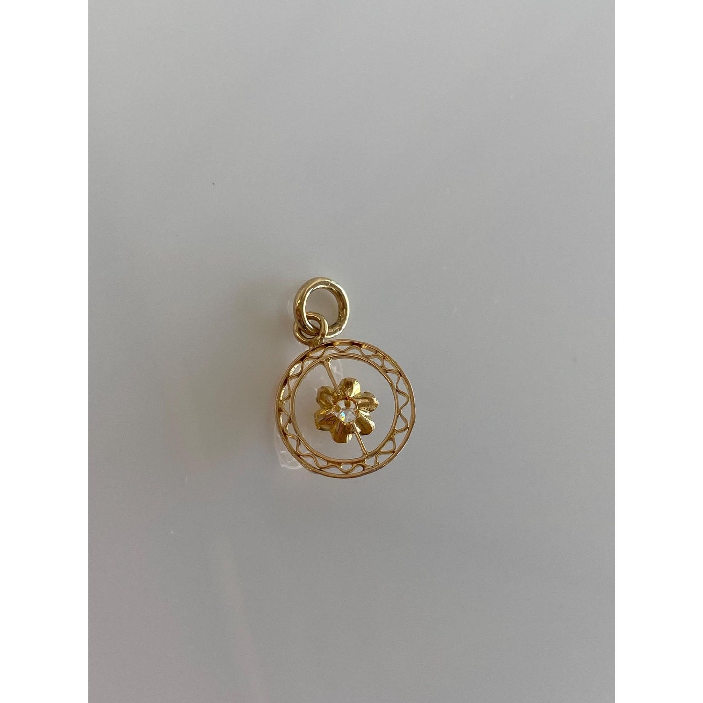 Vintage Solid 14k Yellow Gold Diamond Stick Pin Conversion Charm