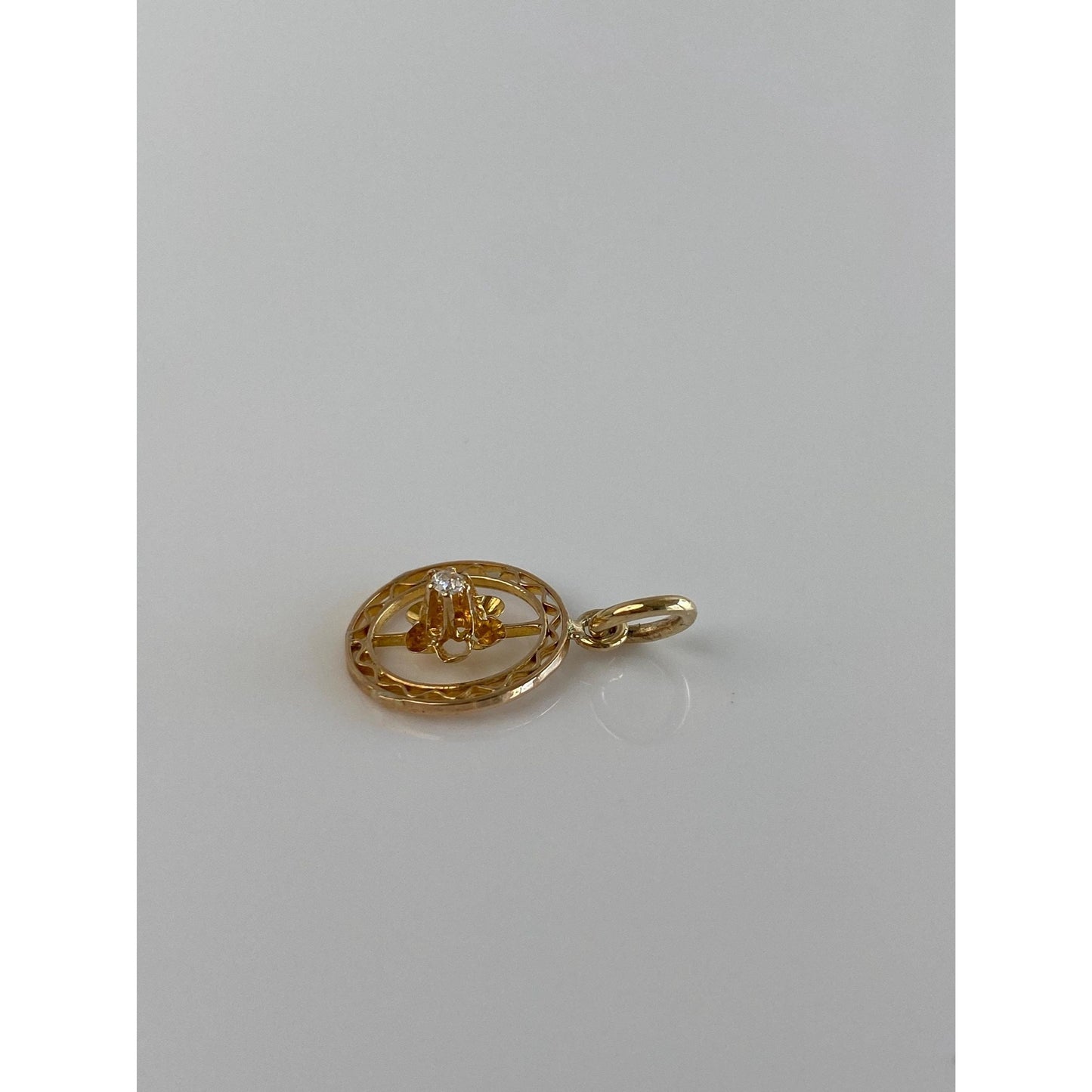 Vintage Solid 14k Yellow Gold Diamond Stick Pin Conversion Charm