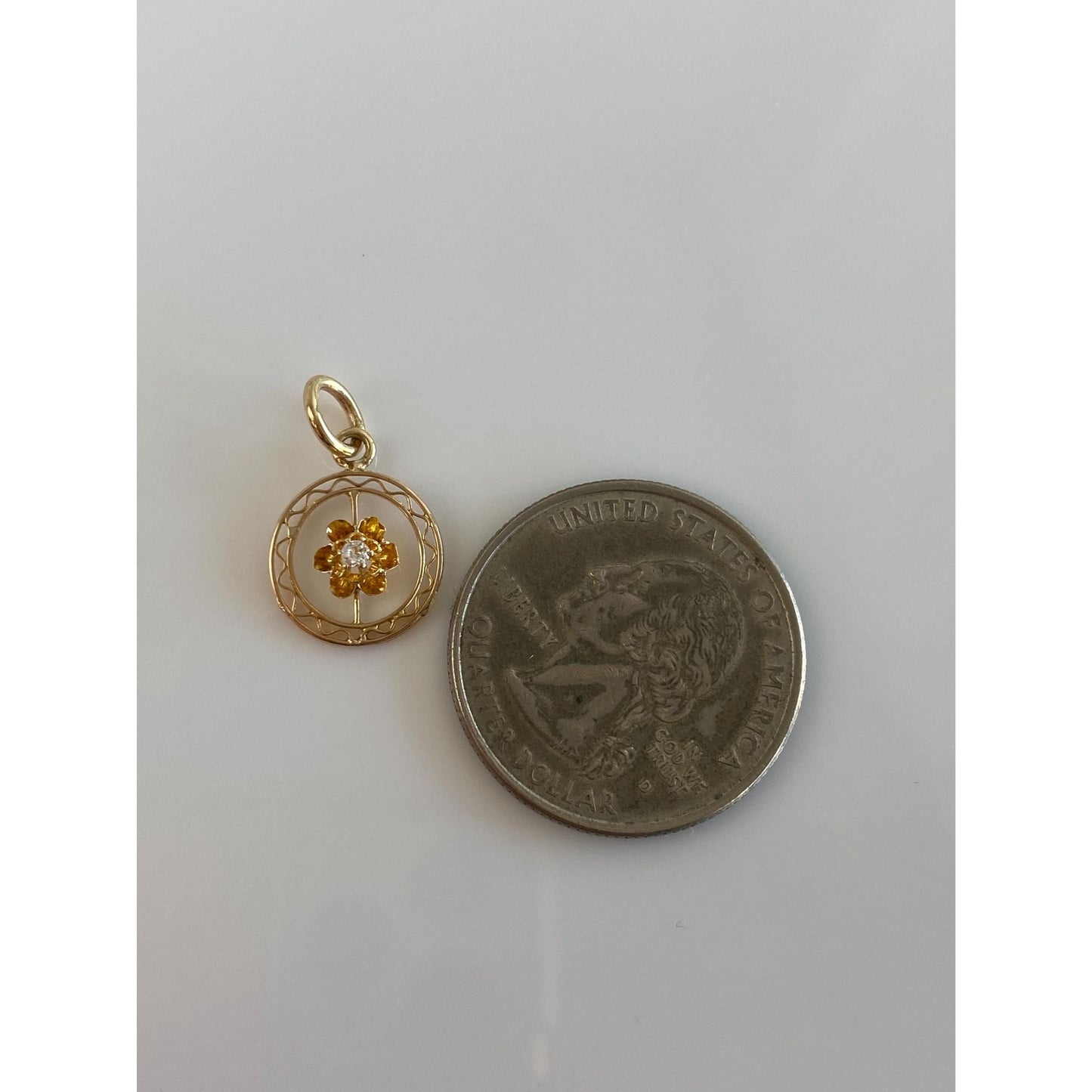 Vintage Solid 14k Yellow Gold Diamond Stick Pin Conversion Charm