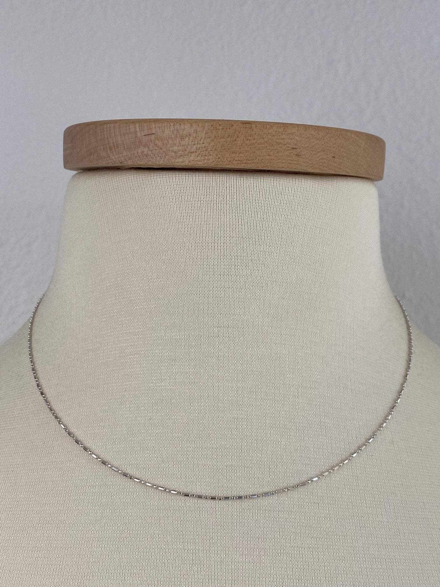 Solid Vintage 14k White Gold Bead Chain Necklace - 17 inches