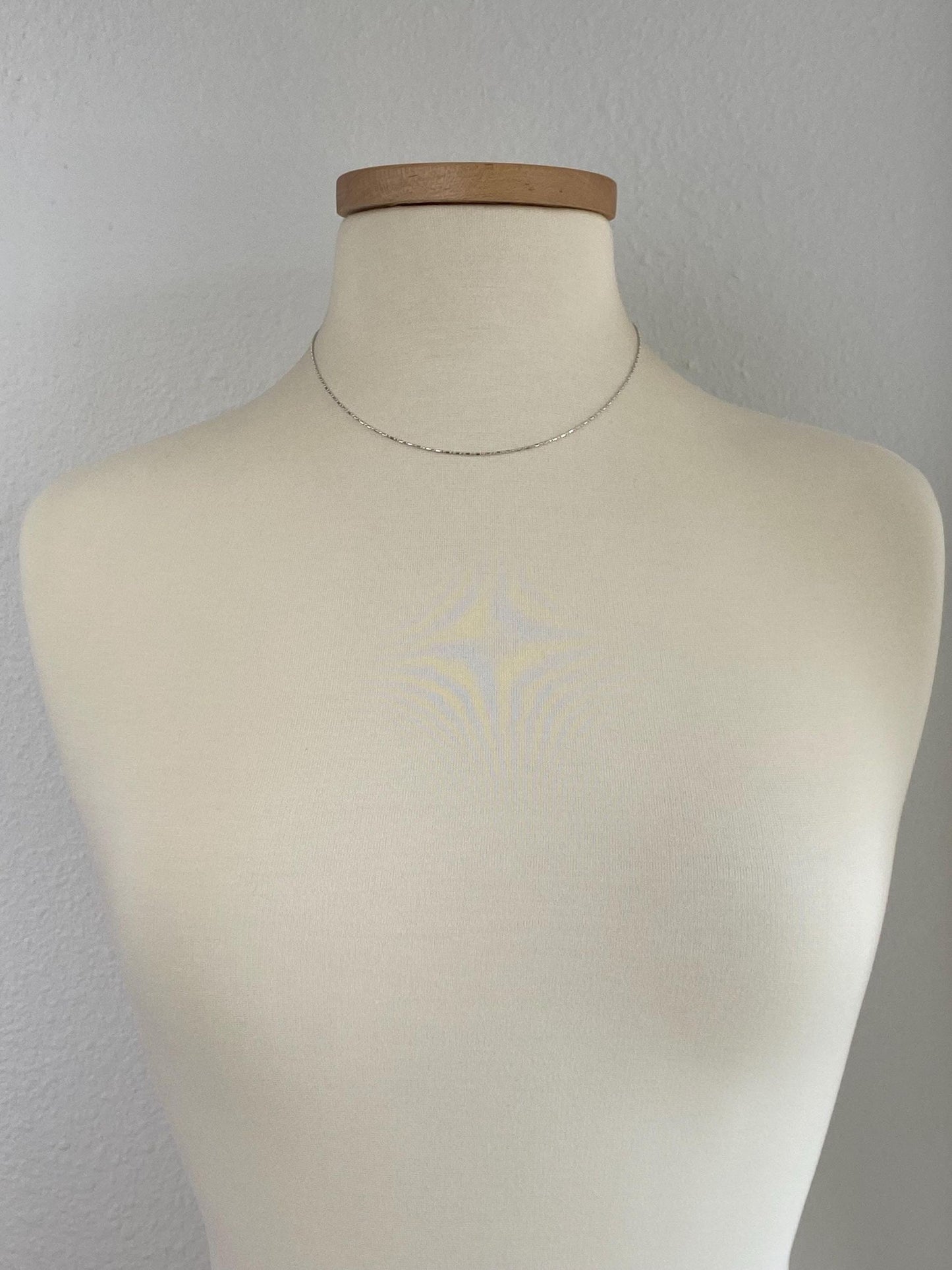 Solid Vintage 14k White Gold Bead Chain Necklace - 17 inches