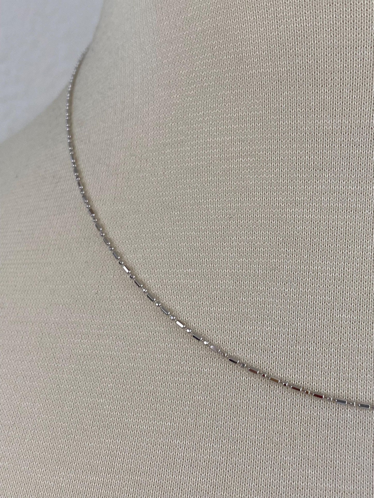 Solid Vintage 14k White Gold Bead Chain Necklace - 17 inches
