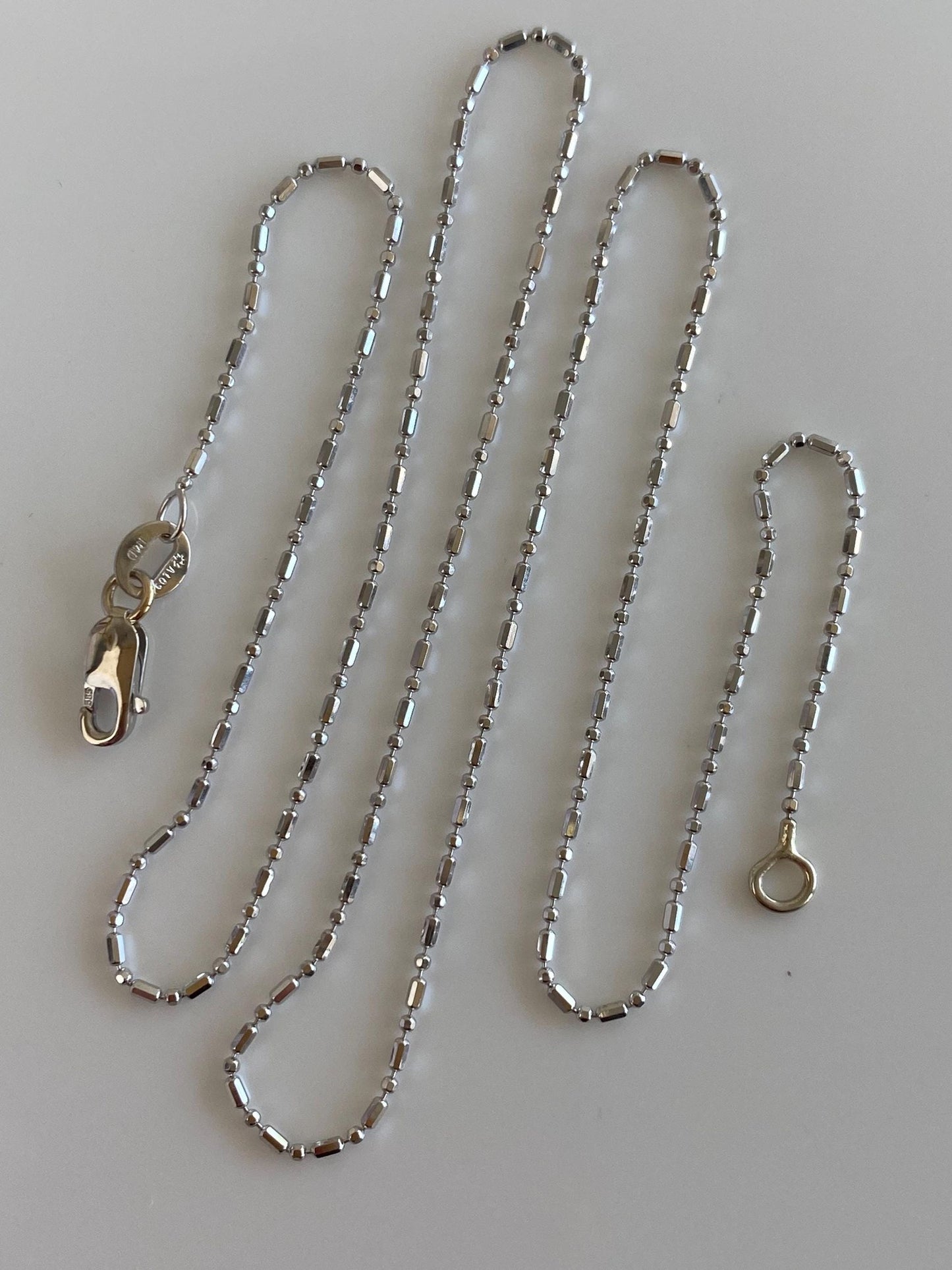 Solid Vintage 14k White Gold Bead Chain Necklace - 17 inches
