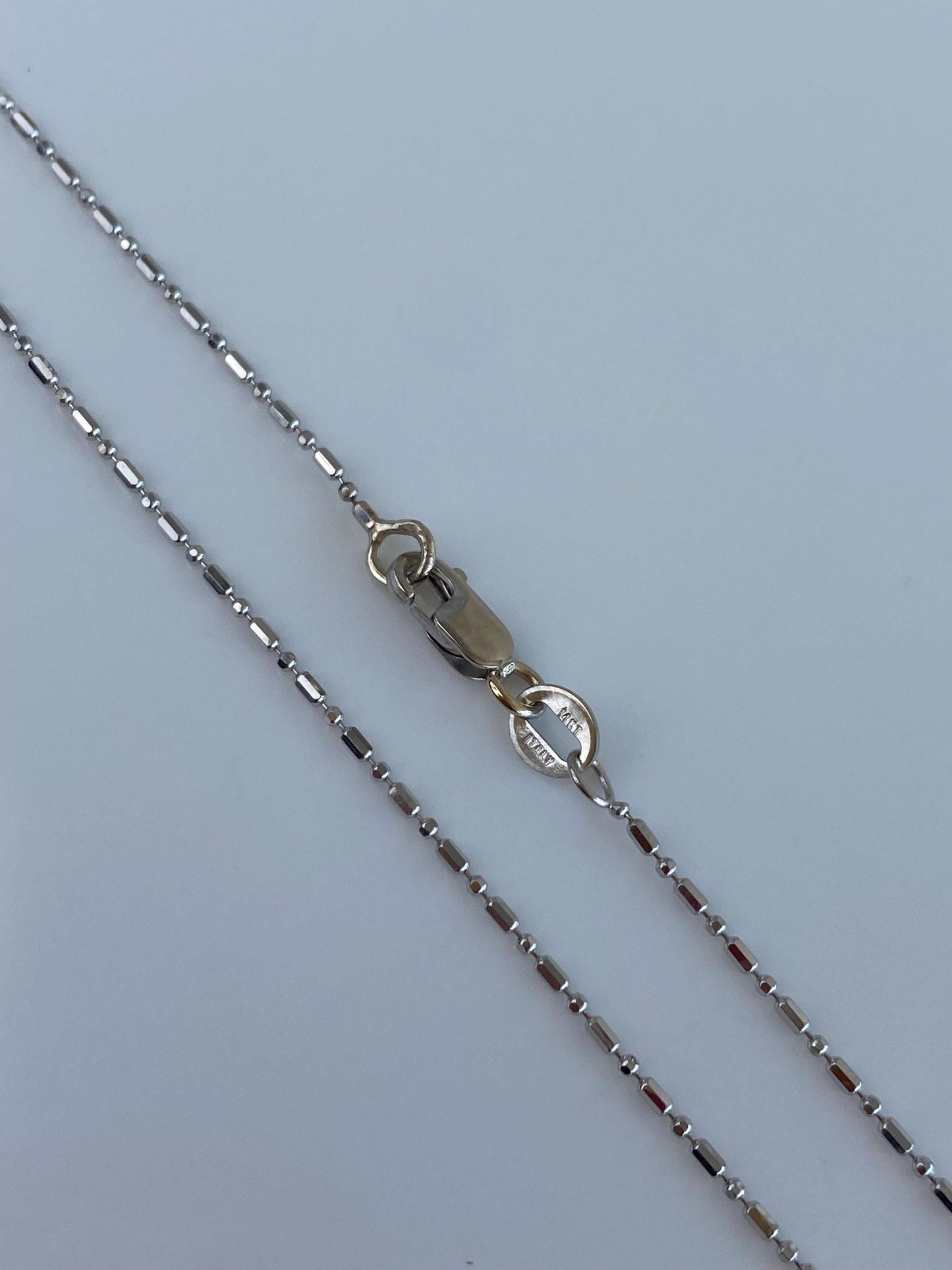 Solid Vintage 14k White Gold Bead Chain Necklace - 17 inches