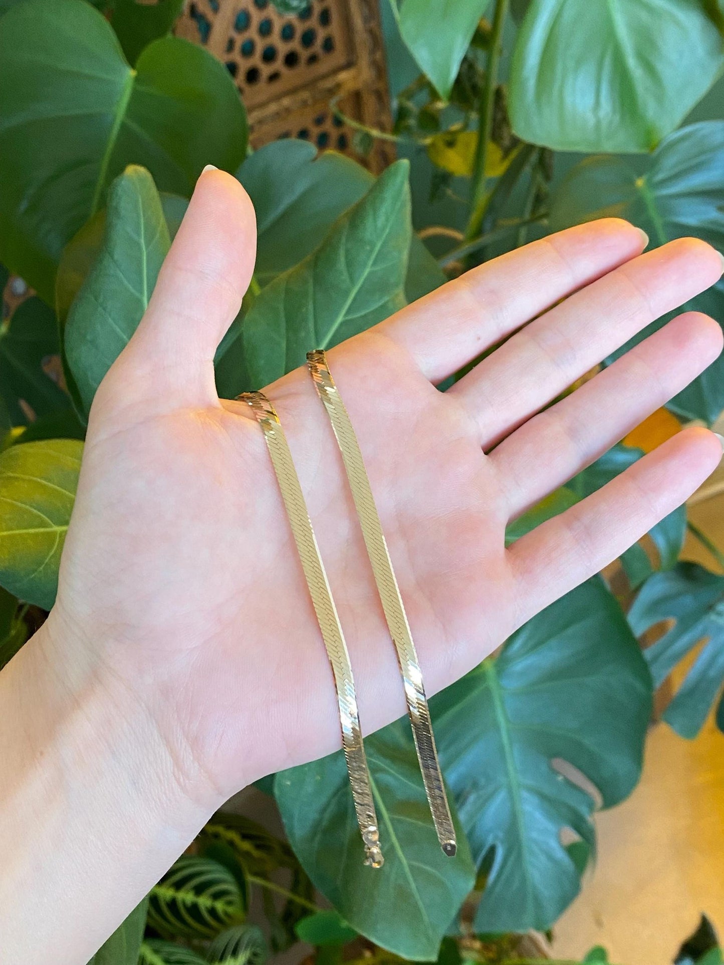 Vintage Solid 14k Yellow Gold Herringbone Chain Necklace - 19.75 inches