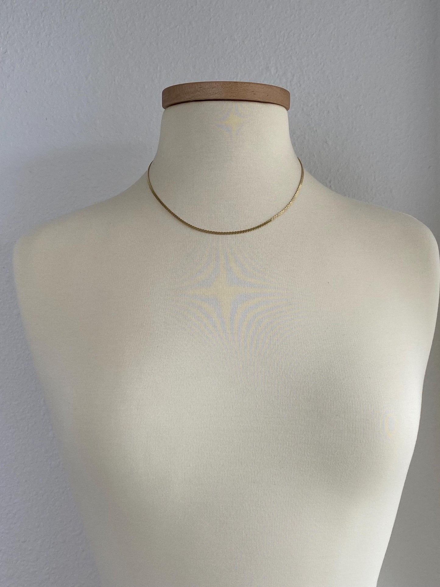 Vintage Solid 14k Yellow Gold Chunky Serpentine Chain Necklace - 18.25 inches
