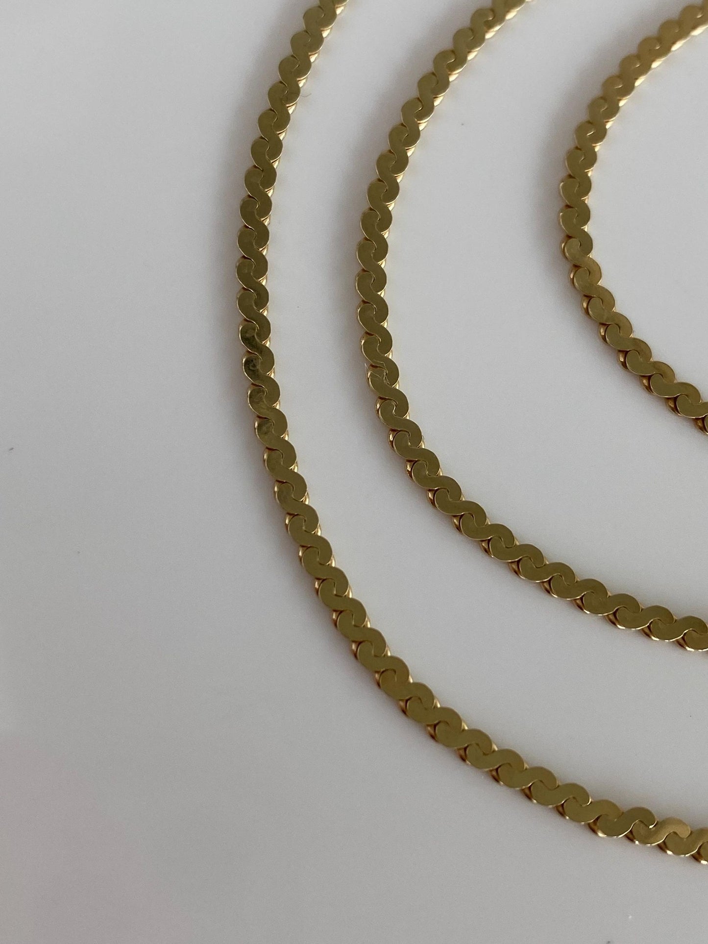 Vintage Solid 14k Yellow Gold Chunky Serpentine Chain Necklace - 18.25 inches