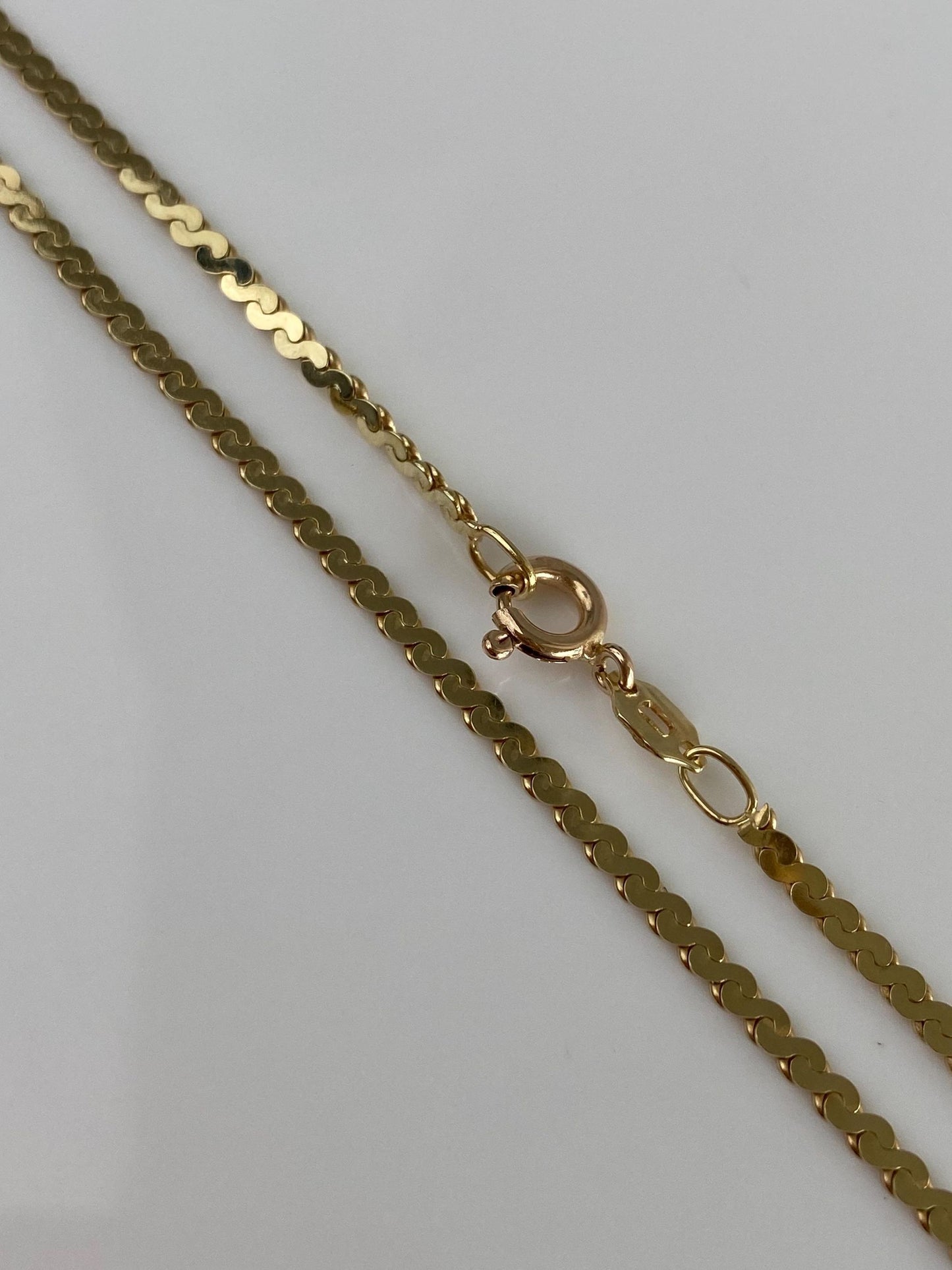 Vintage Solid 14k Yellow Gold Chunky Serpentine Chain Necklace - 18.25 inches