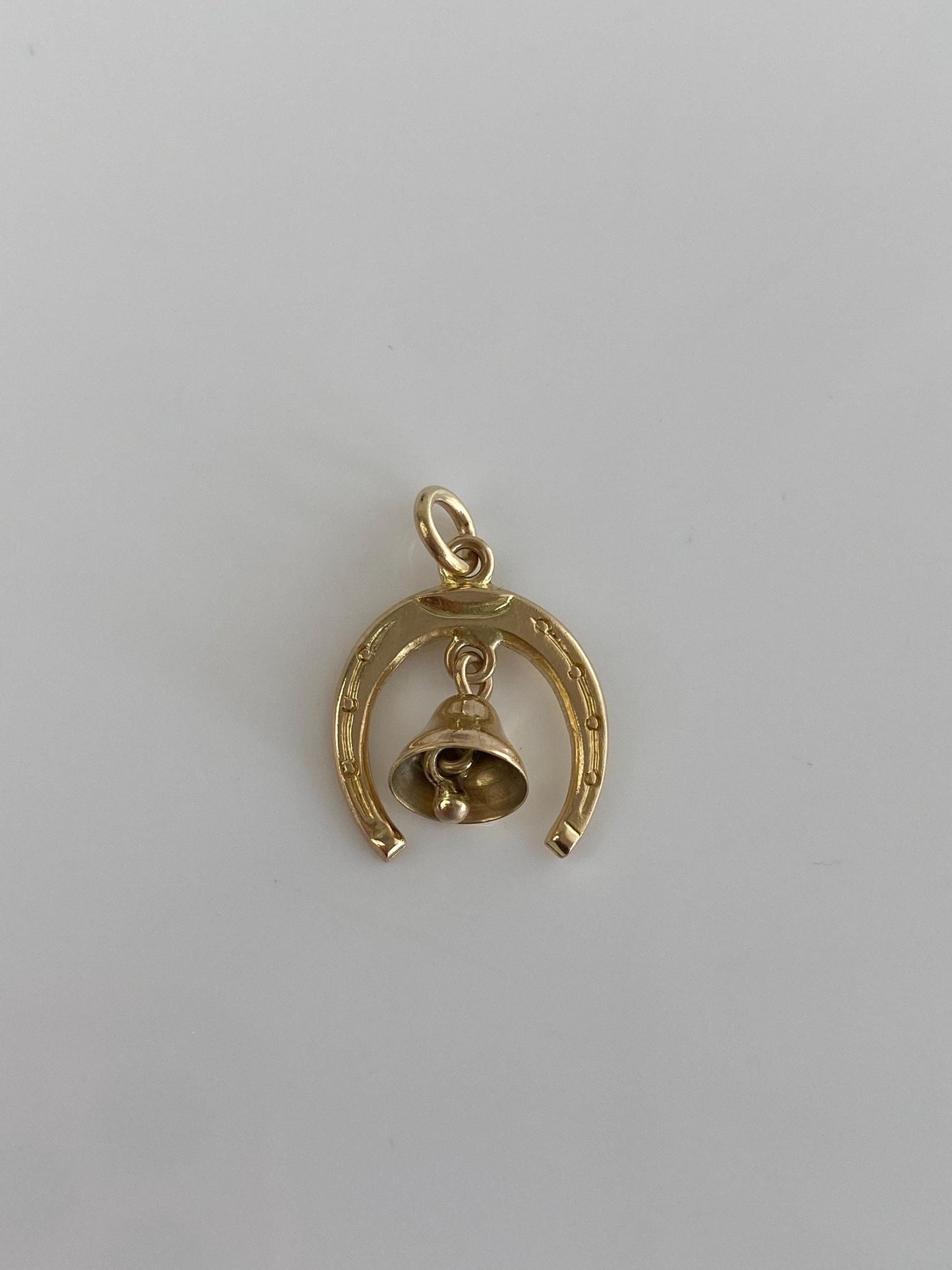 Vintage Solid 10k Yellow Gold Horseshoe Bell Charm