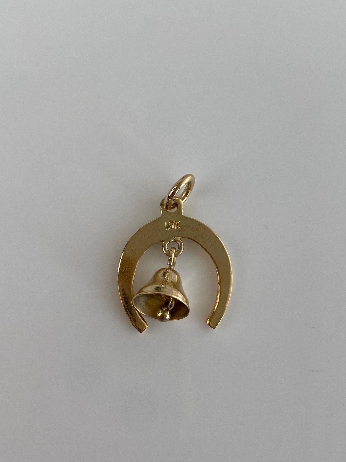 Vintage Solid 10k Yellow Gold Horseshoe Bell Charm