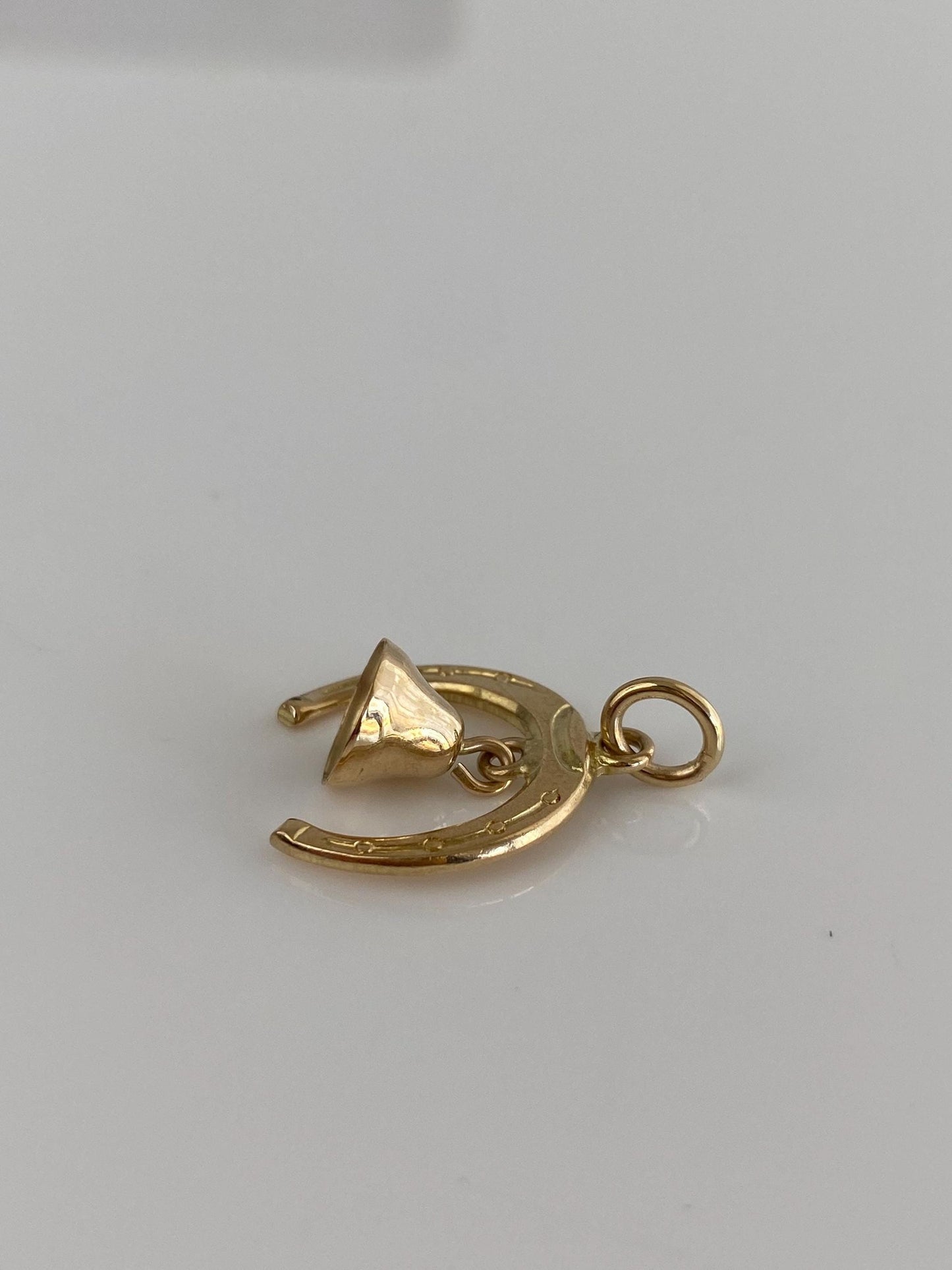Vintage Solid 10k Yellow Gold Horseshoe Bell Charm