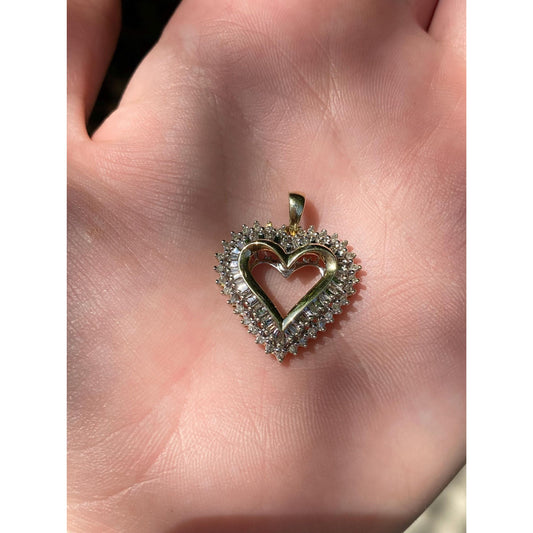 Vintage Solid 10k White & Yellow Gold Diamond Heart Charm