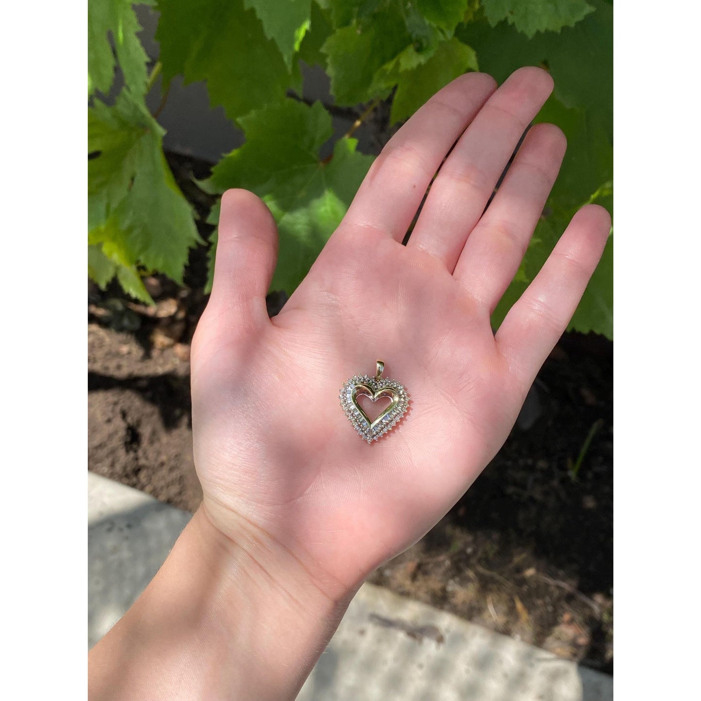 Vintage Solid 10k White & Yellow Gold Diamond Heart Charm