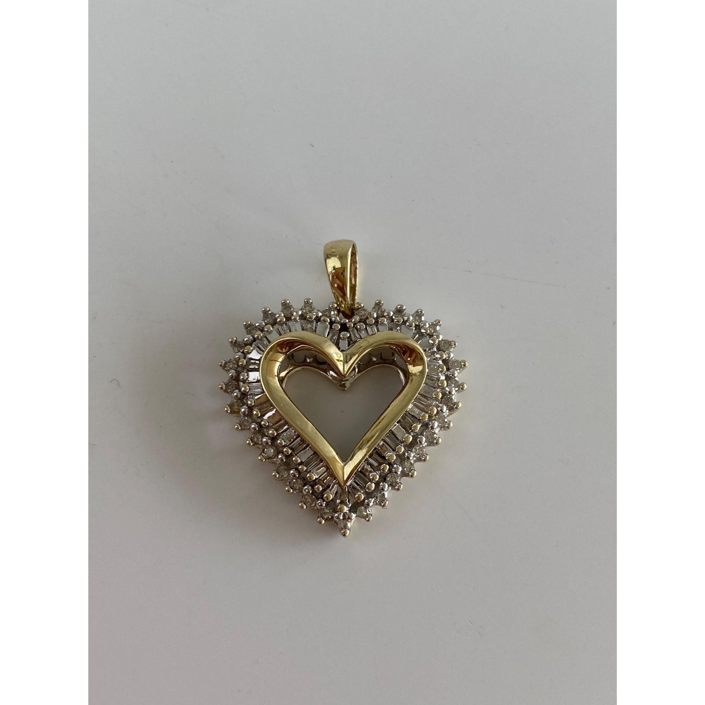 Vintage Solid 10k White & Yellow Gold Diamond Heart Charm