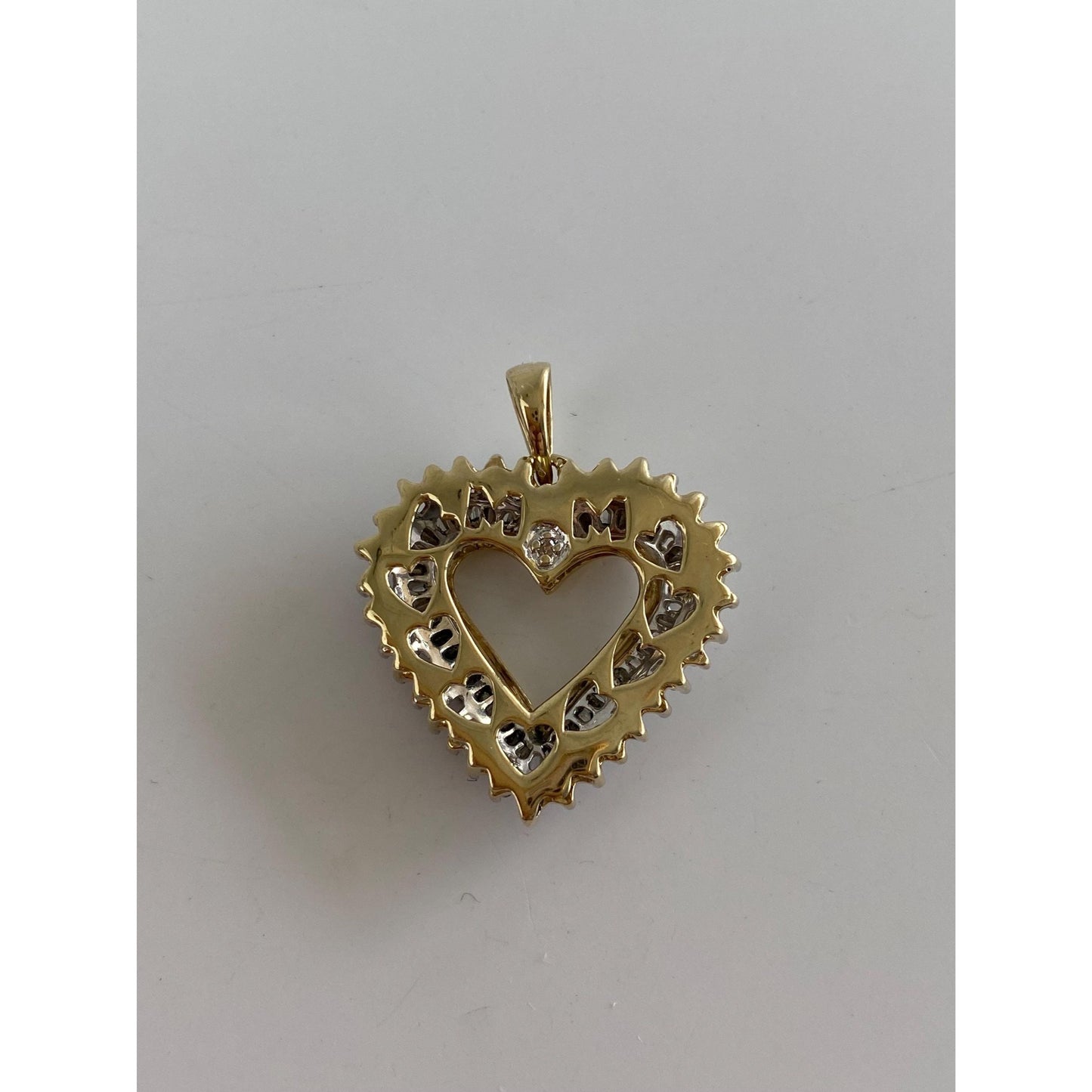 Vintage Solid 10k White & Yellow Gold Diamond Heart Charm