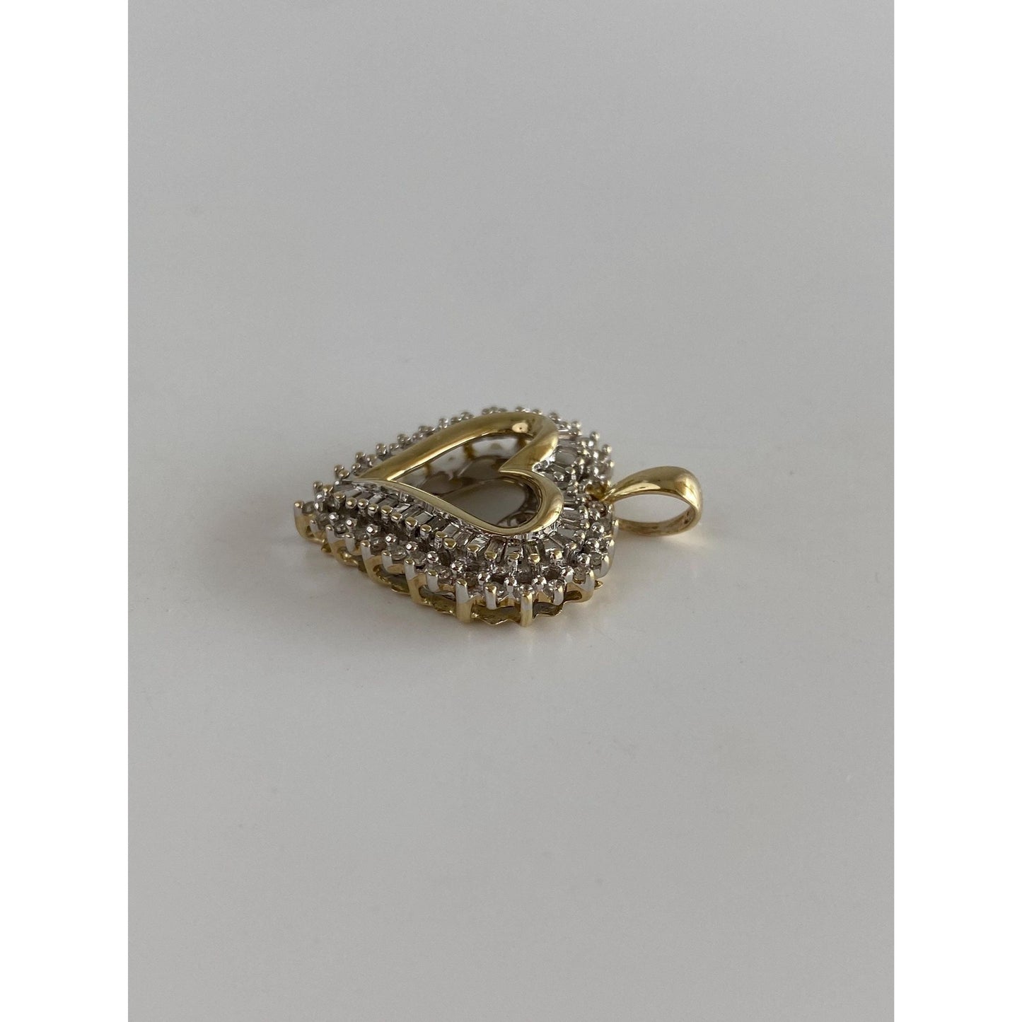 Vintage Solid 10k White & Yellow Gold Diamond Heart Charm