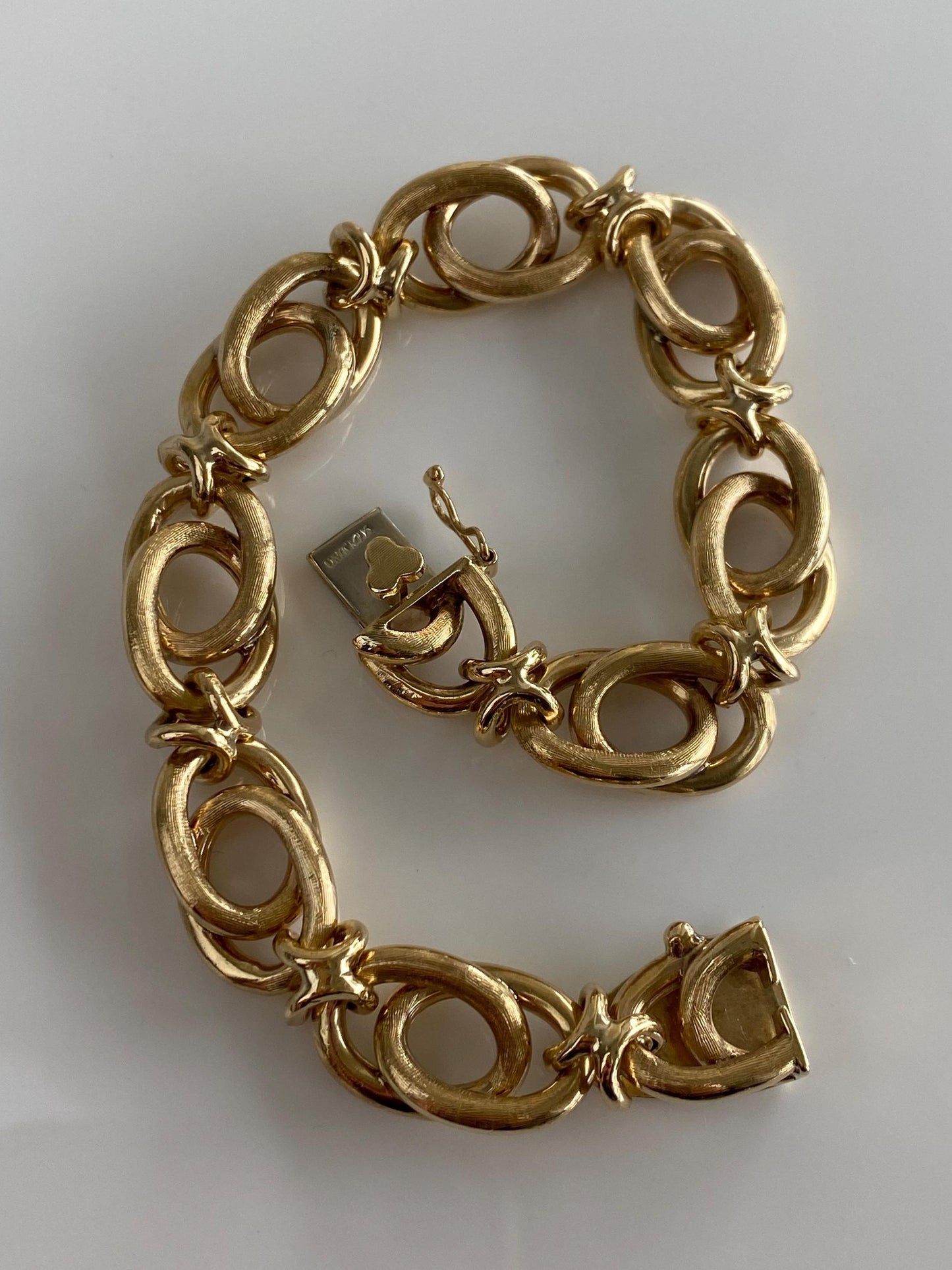 Vintage Solid 14k Yellow Gold Chunky Fancy Link Bracelet - 7.75 inches