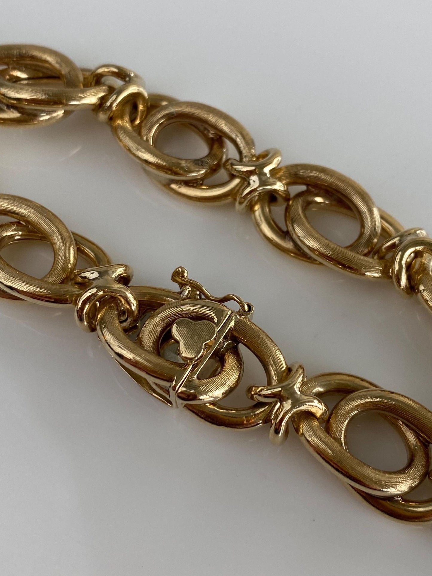 Vintage Solid 14k Yellow Gold Chunky Fancy Link Bracelet - 7.75 inches
