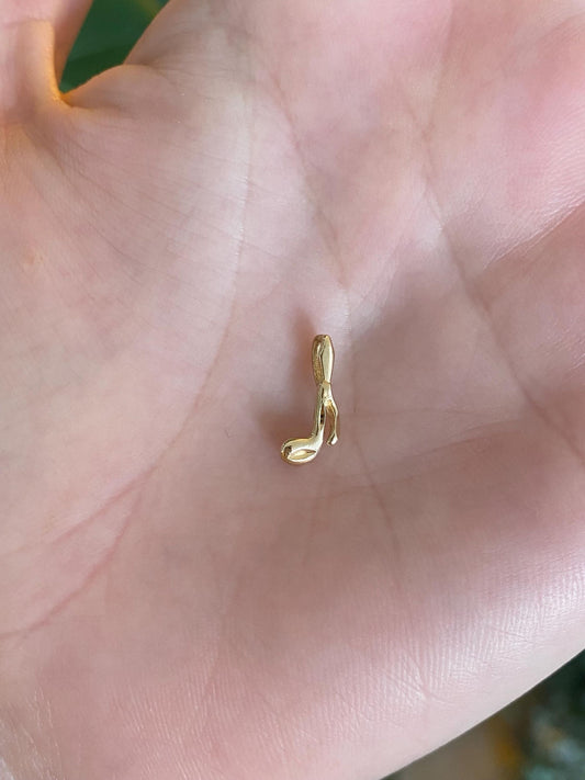 Vintage Solid 14k Yellow Gold Music Note Charm