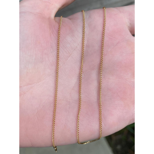 Vintage Solid 14k Yellow Gold Dainty Curb Chain Necklace - 16 inches