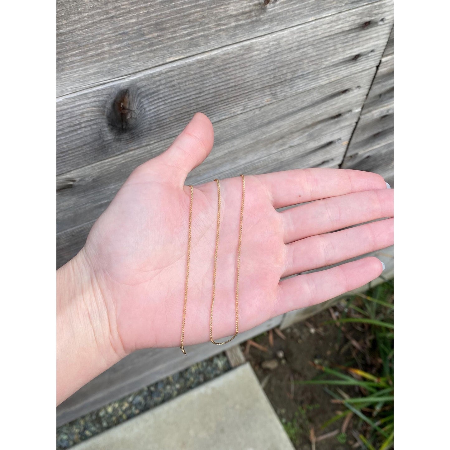 Vintage Solid 14k Yellow Gold Dainty Curb Chain Necklace - 16 inches