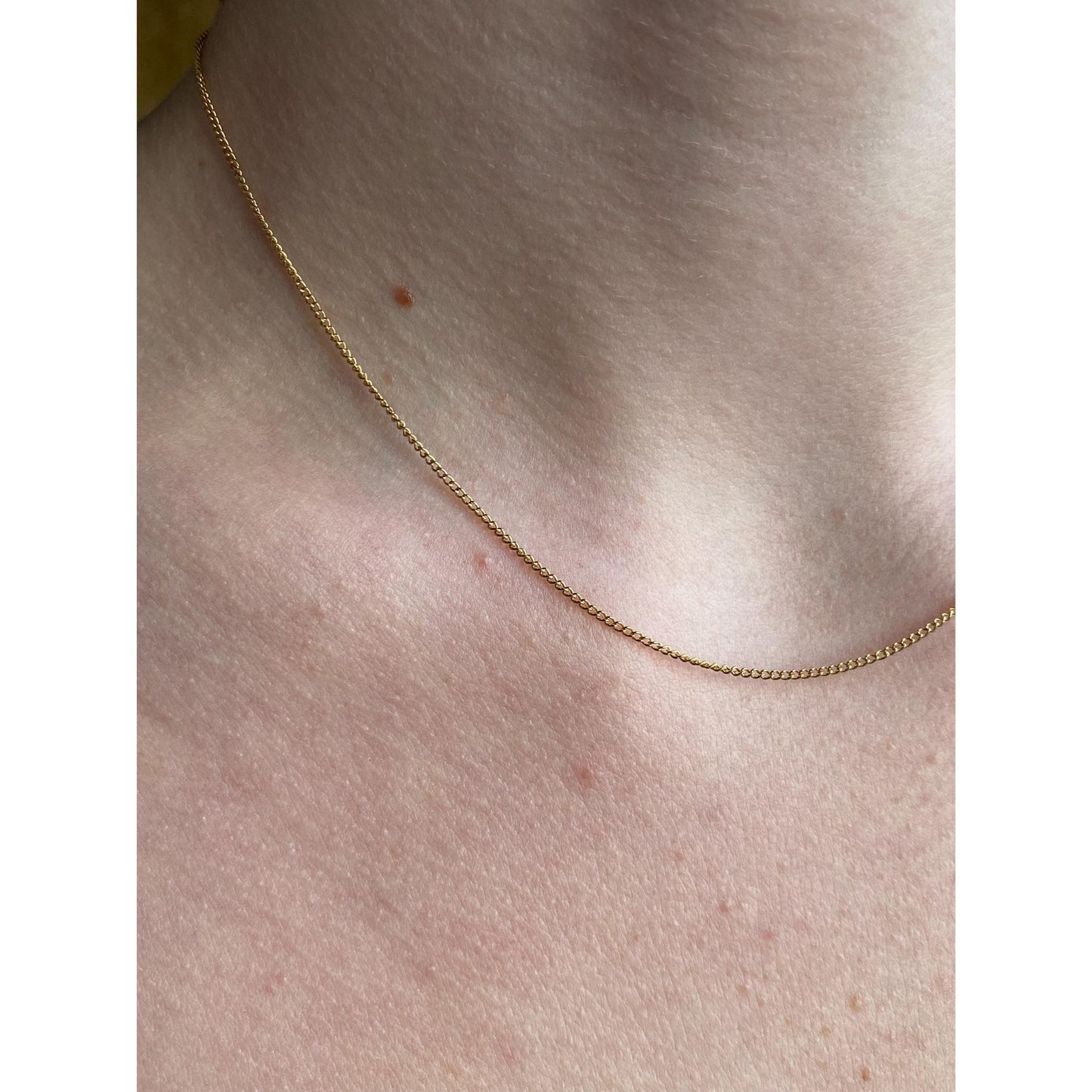 Vintage Solid 14k Yellow Gold Dainty Curb Chain Necklace - 16 inches