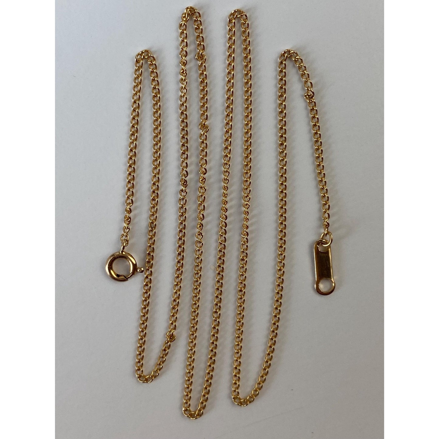 Vintage Solid 14k Yellow Gold Dainty Curb Chain Necklace - 16 inches