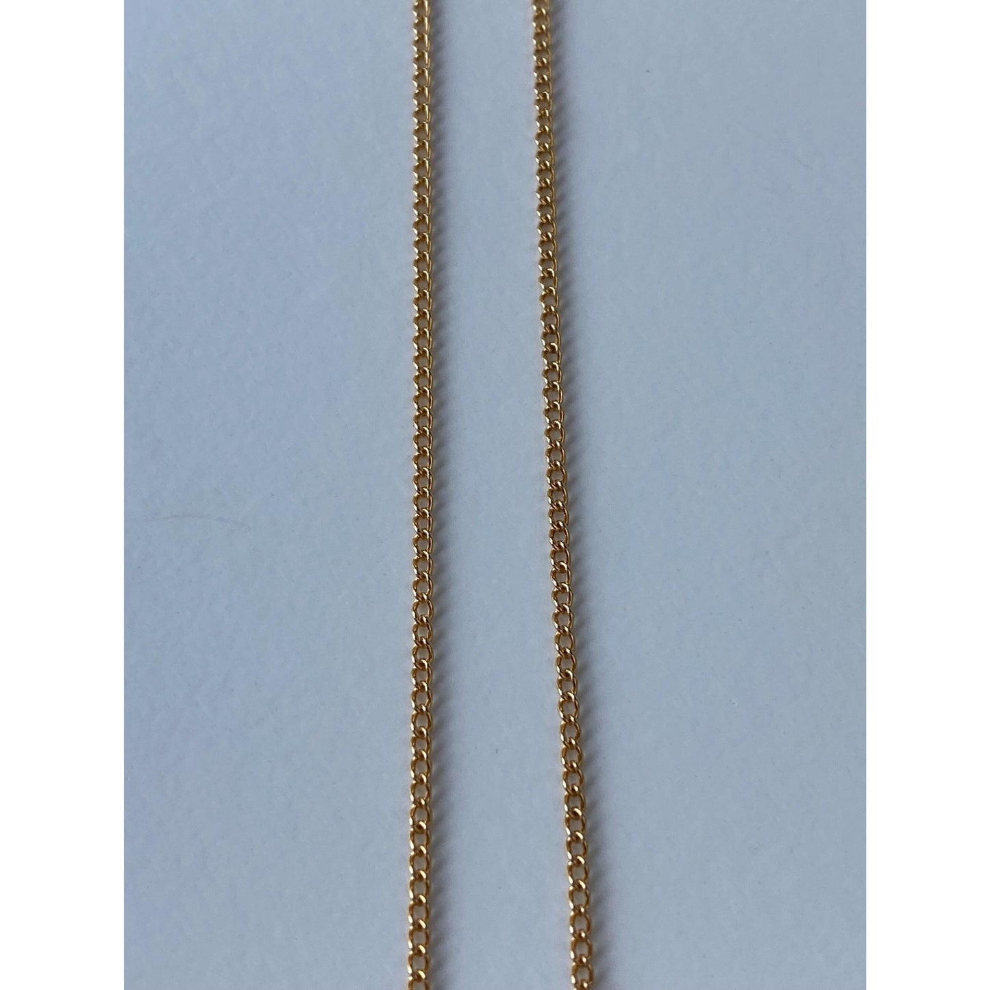 Vintage Solid 14k Yellow Gold Dainty Curb Chain Necklace - 16 inches