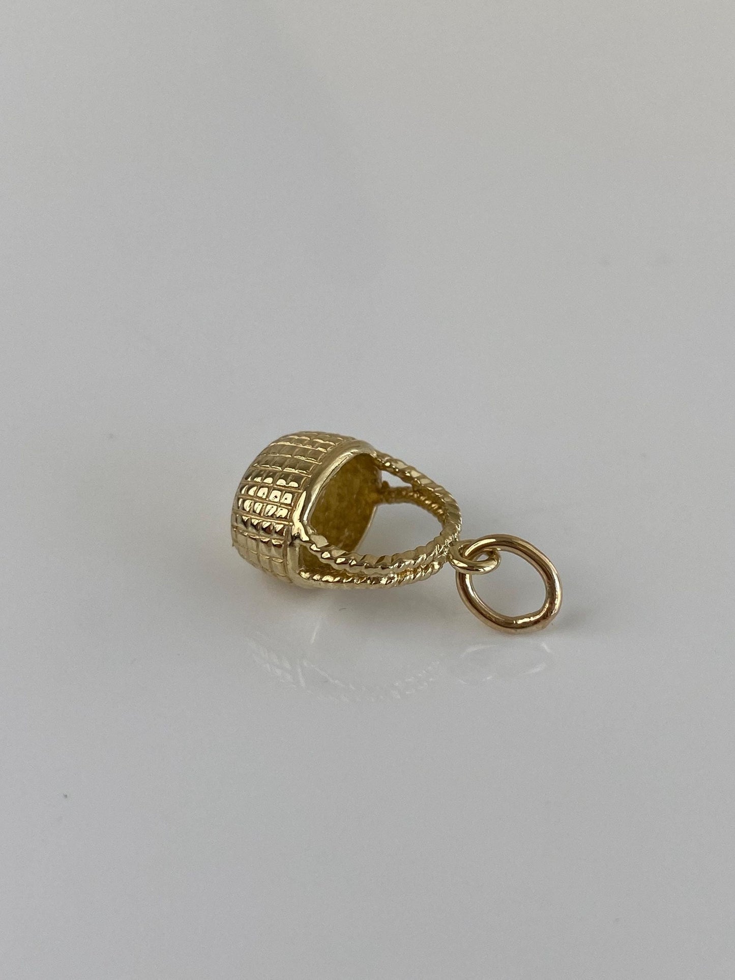 Vintage Solid 14k Yellow Gold Basket Charm