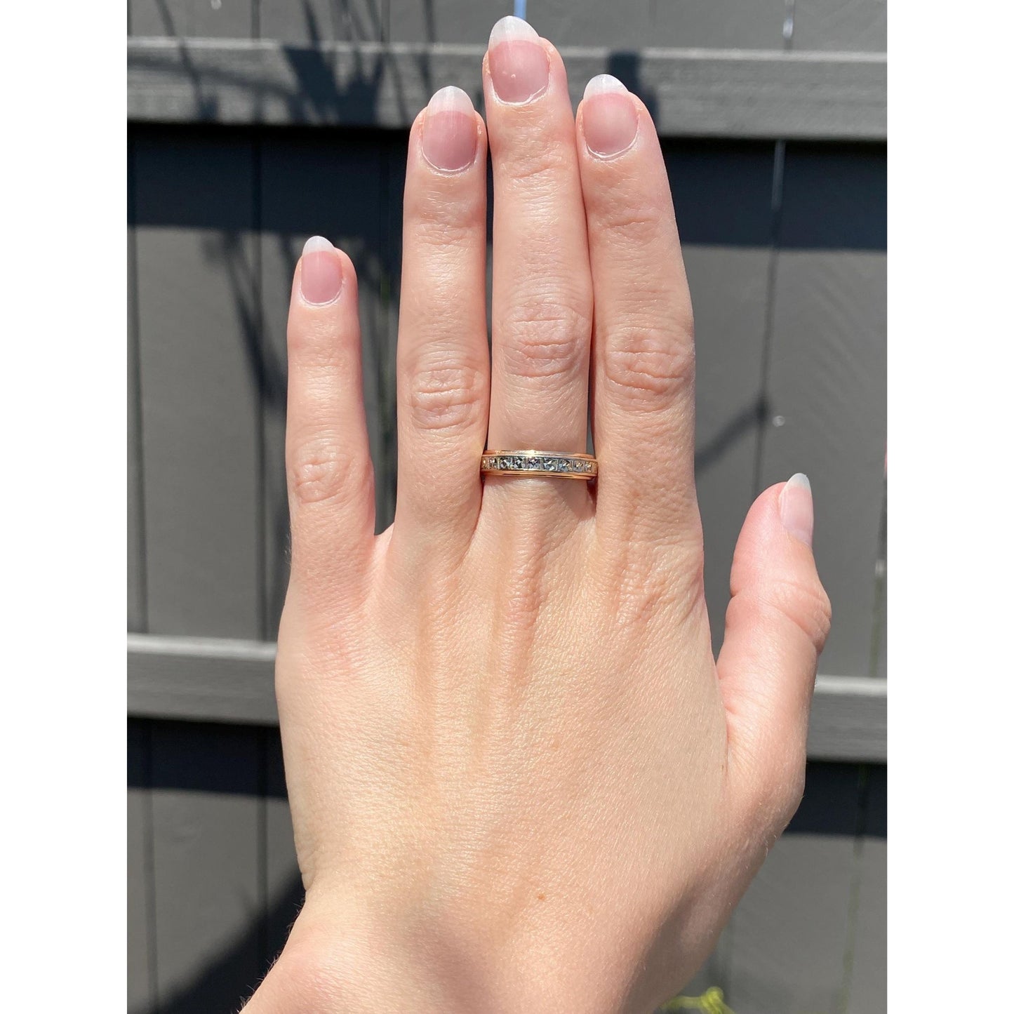 Vintage Solid 14k White & Yellow Gold Designed Ring Band - Size 8.5