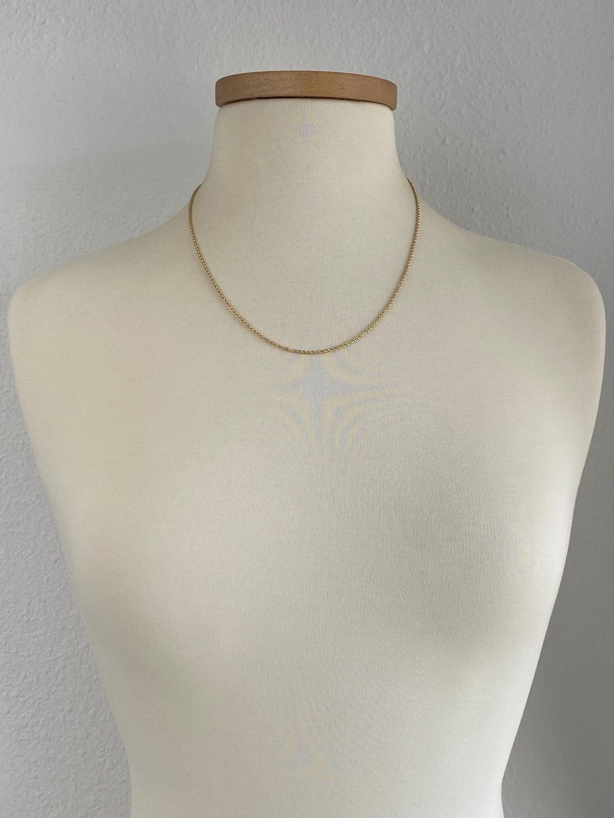 Vintage Solid 14k Yellow Gold Slim Rope Chain Necklace - 20.75 inches