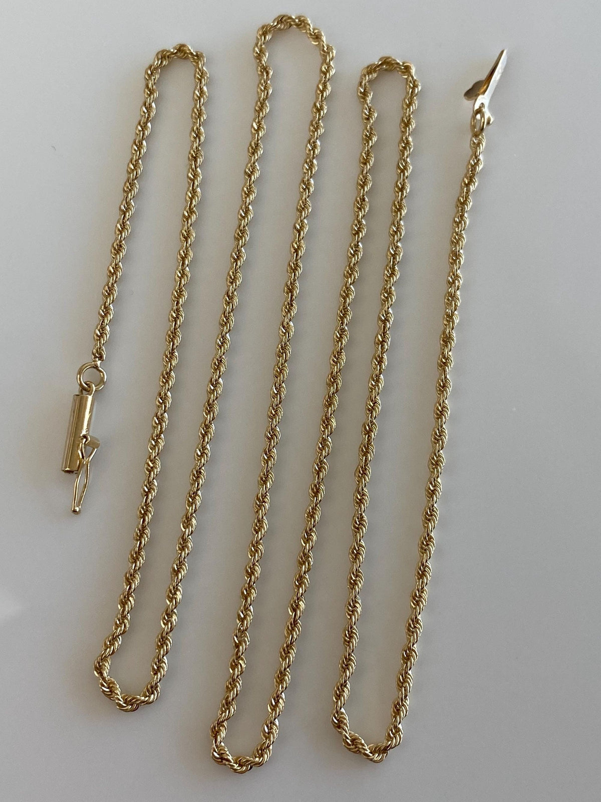 Vintage Solid 14k Yellow Gold Slim Rope Chain Necklace - 20.75 inches