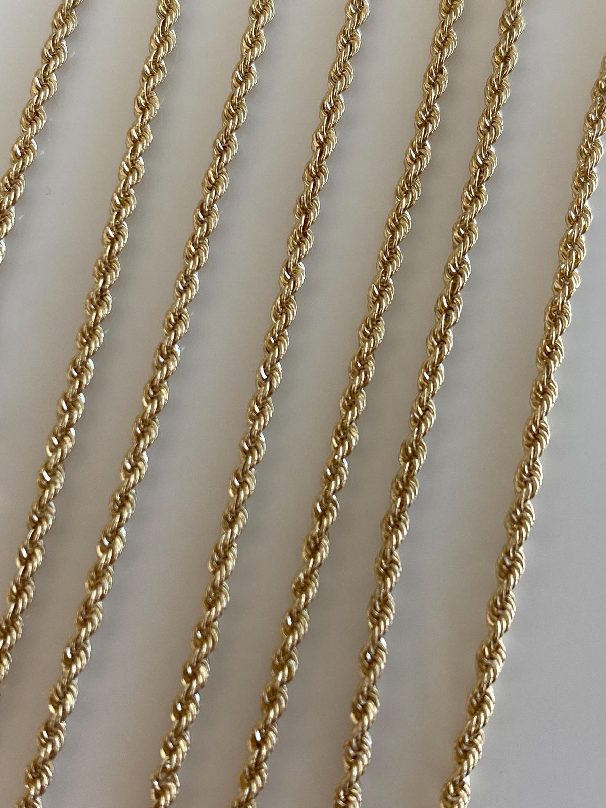 Vintage Solid 14k Yellow Gold Slim Rope Chain Necklace - 20.75 inches