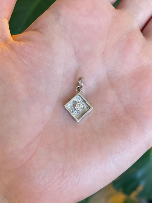 Vintage Solid 14k White Gold Diamond Tie Tack Conversion Charm
