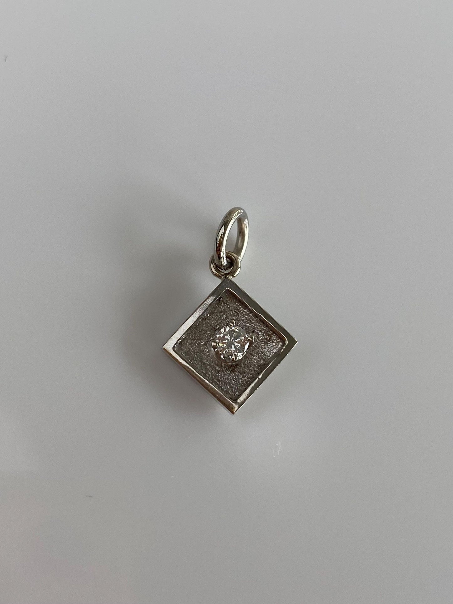 Vintage Solid 14k White Gold Diamond Tie Tack Conversion Charm