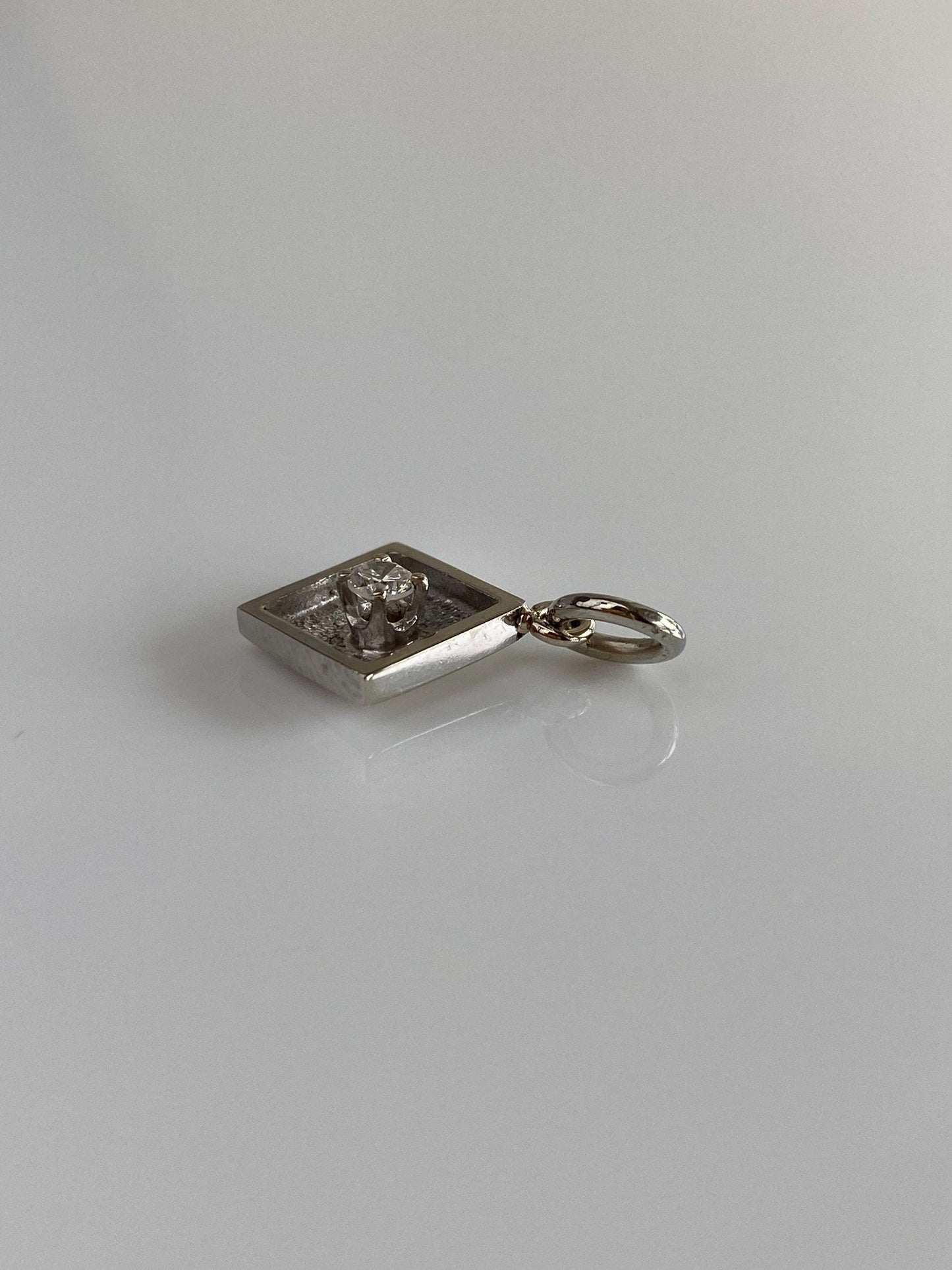 Vintage Solid 14k White Gold Diamond Tie Tack Conversion Charm