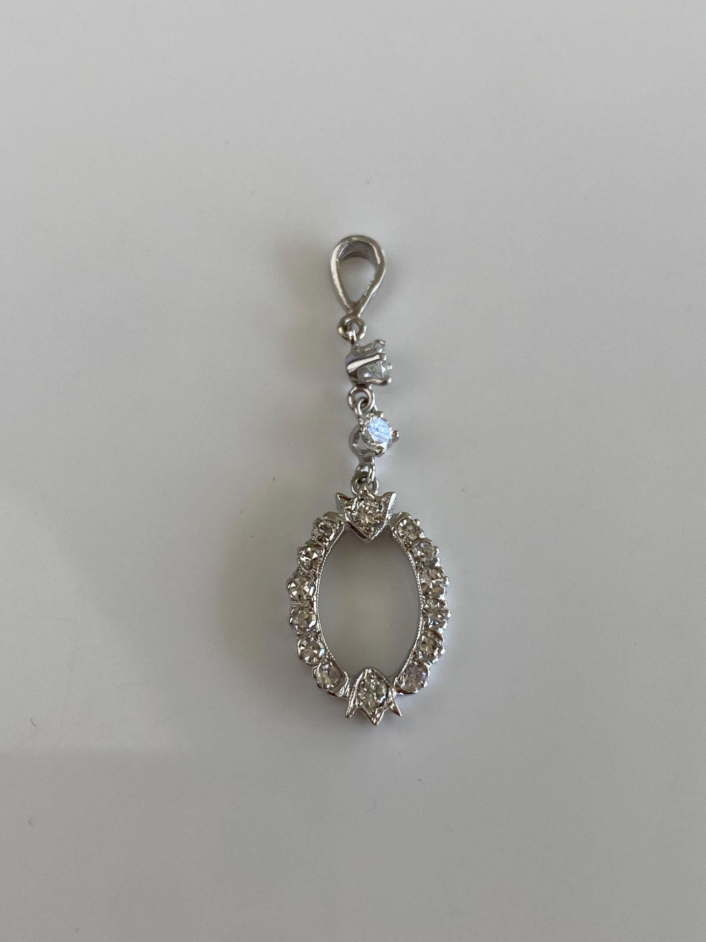 Vintage Solid 14k White Gold Diamond Dangle Charm