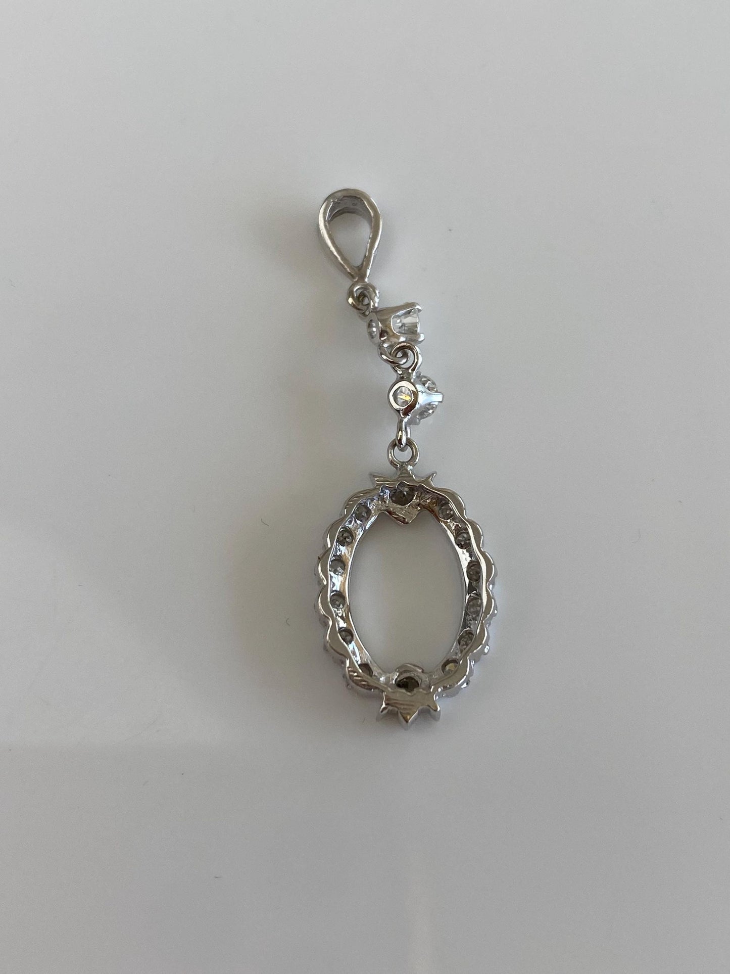 Vintage Solid 14k White Gold Diamond Dangle Charm