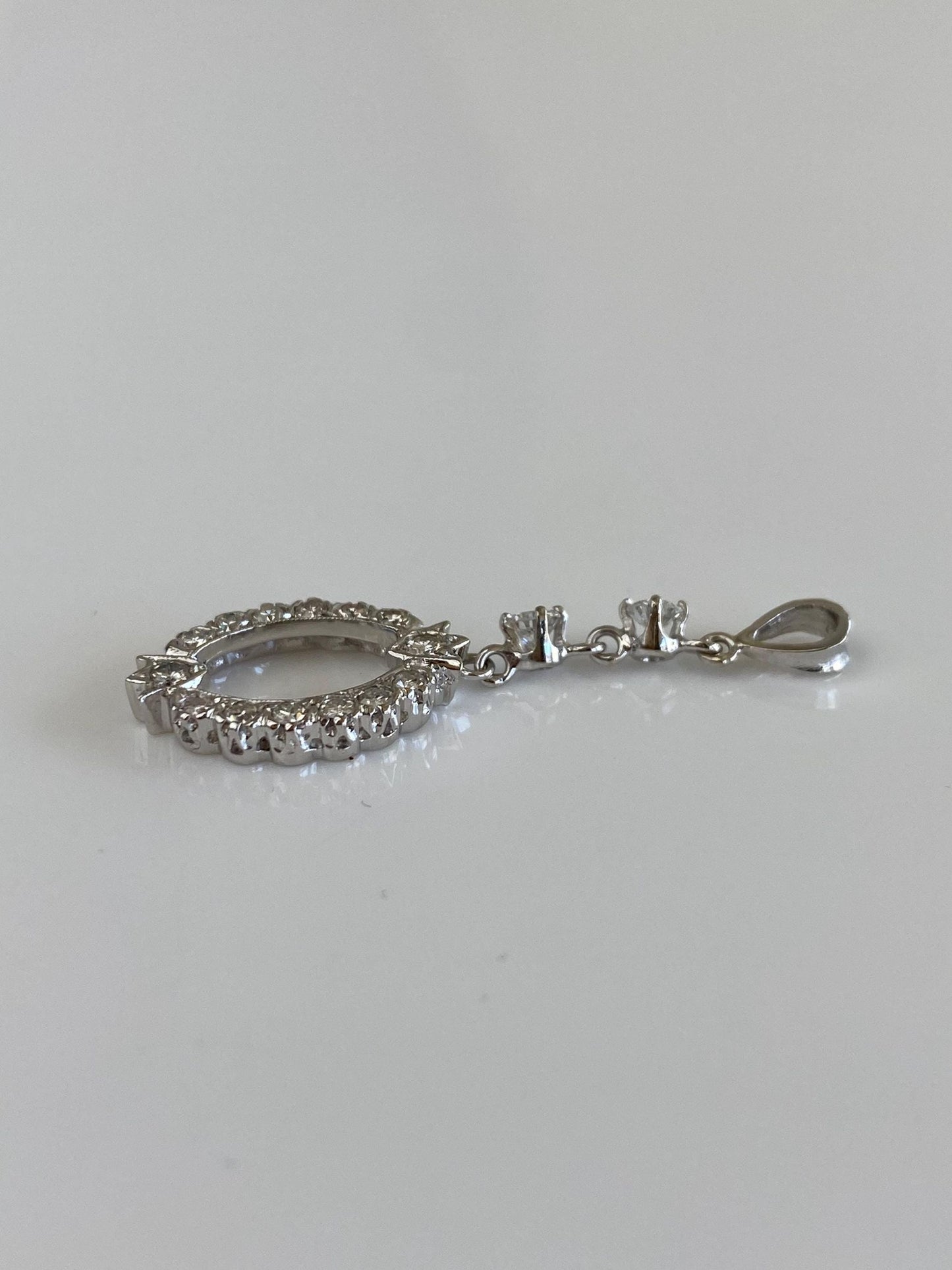 Vintage Solid 14k White Gold Diamond Dangle Charm